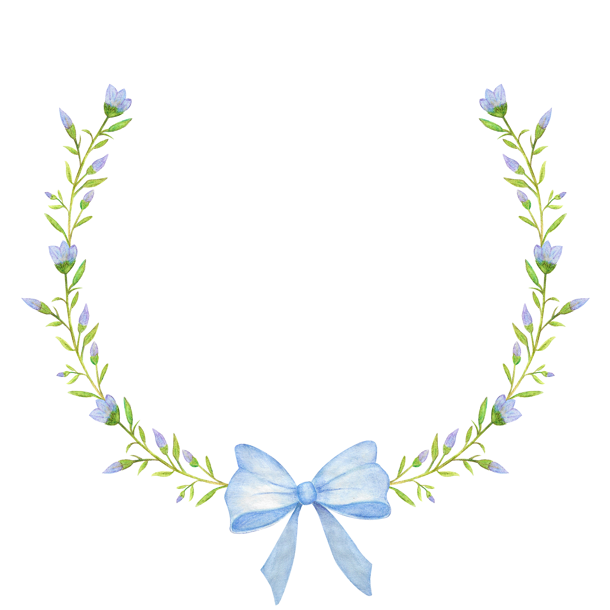 blue beautiful flower and ribbon circular frame