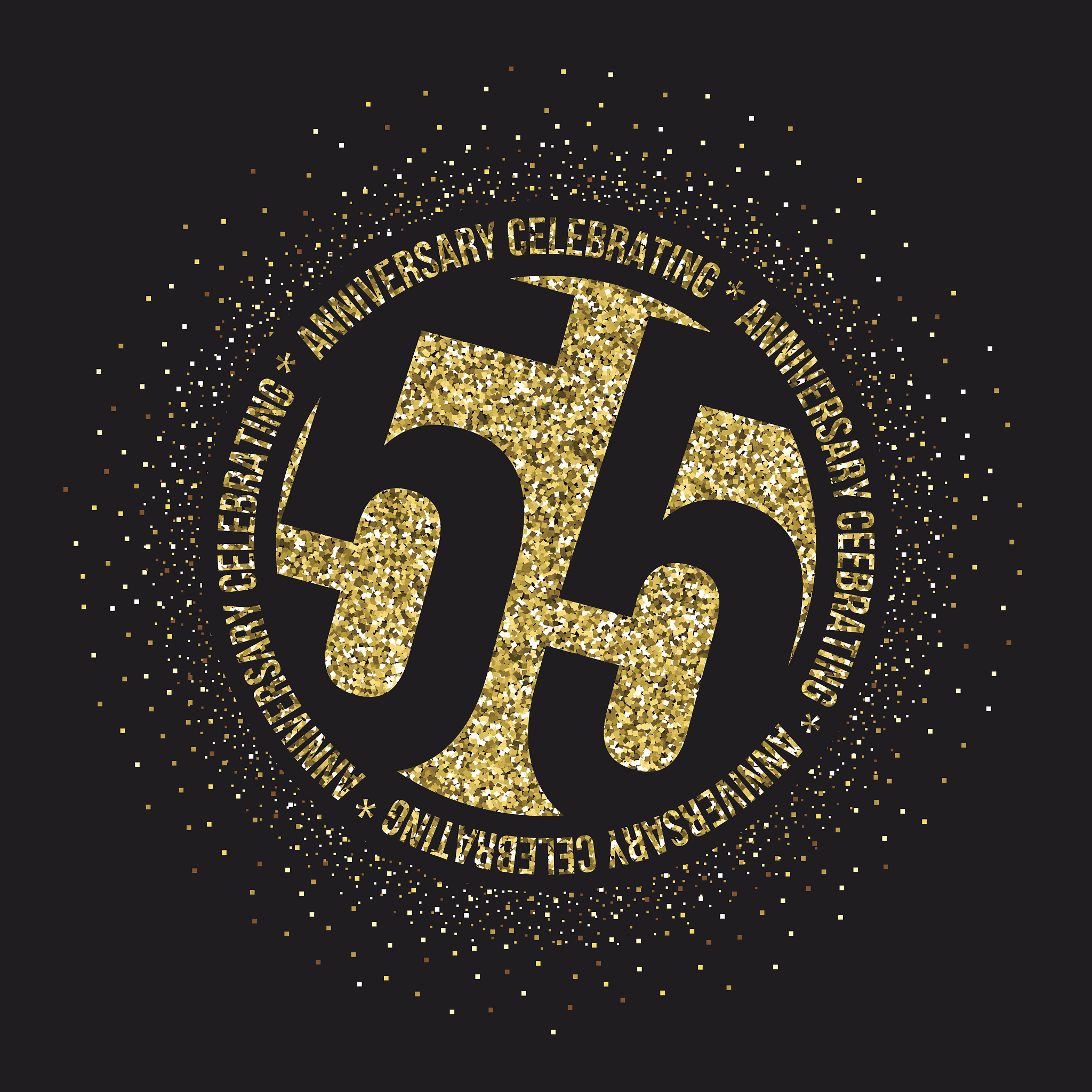 fifty five years anniversary banner. 55th anniversary logo.