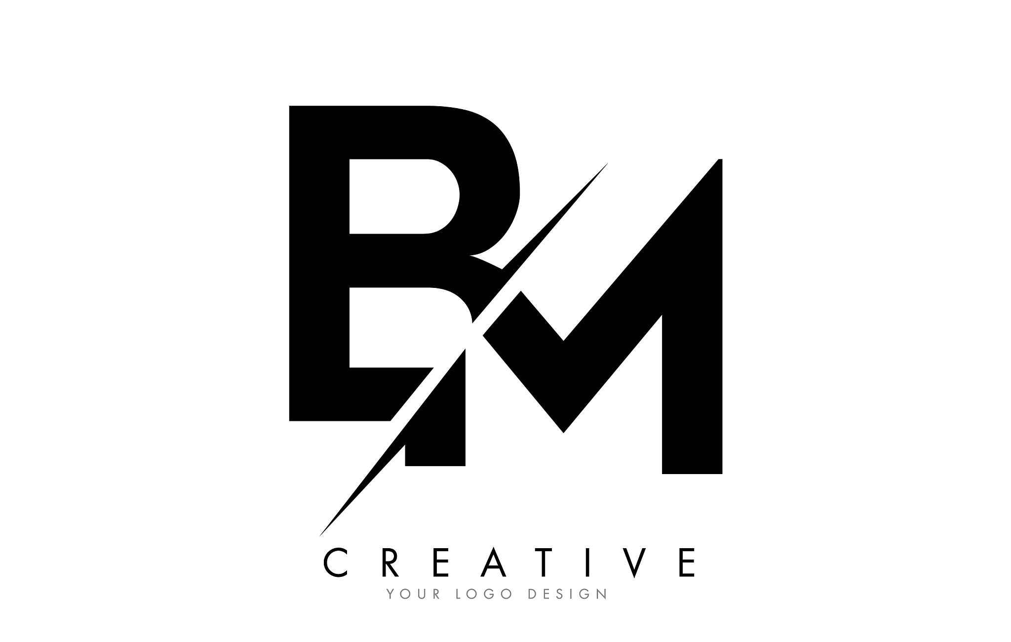 bm b m letter logo design with a creative cut