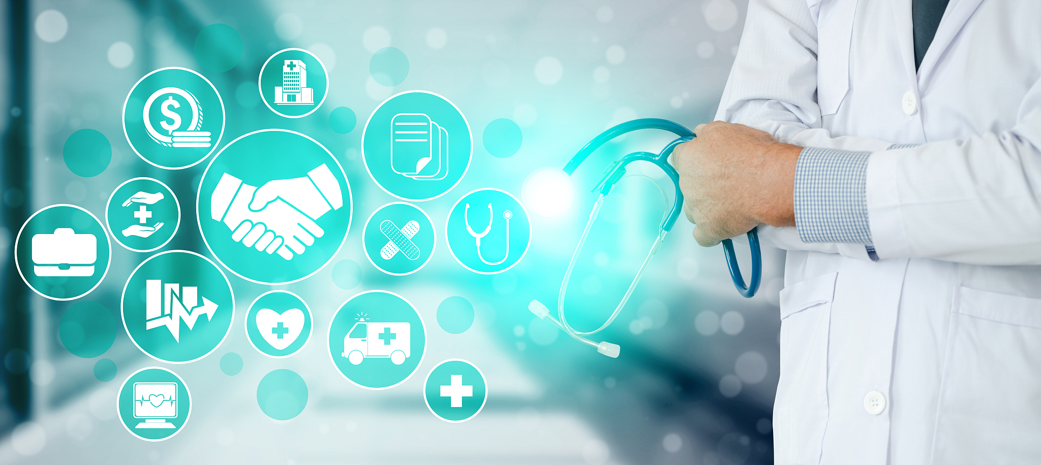 doctor with health insurance healthcare graphic.