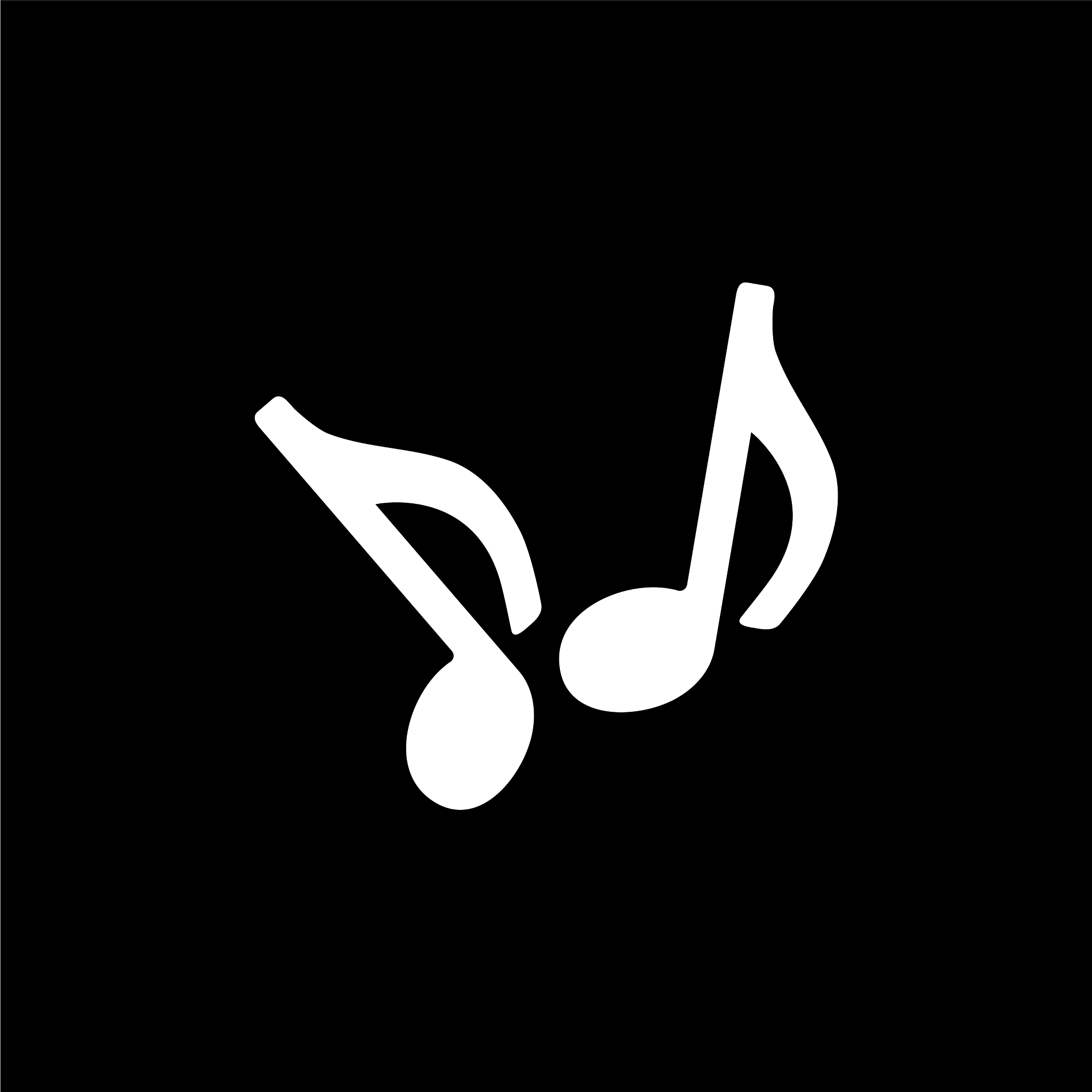 music note icon on black background black flat