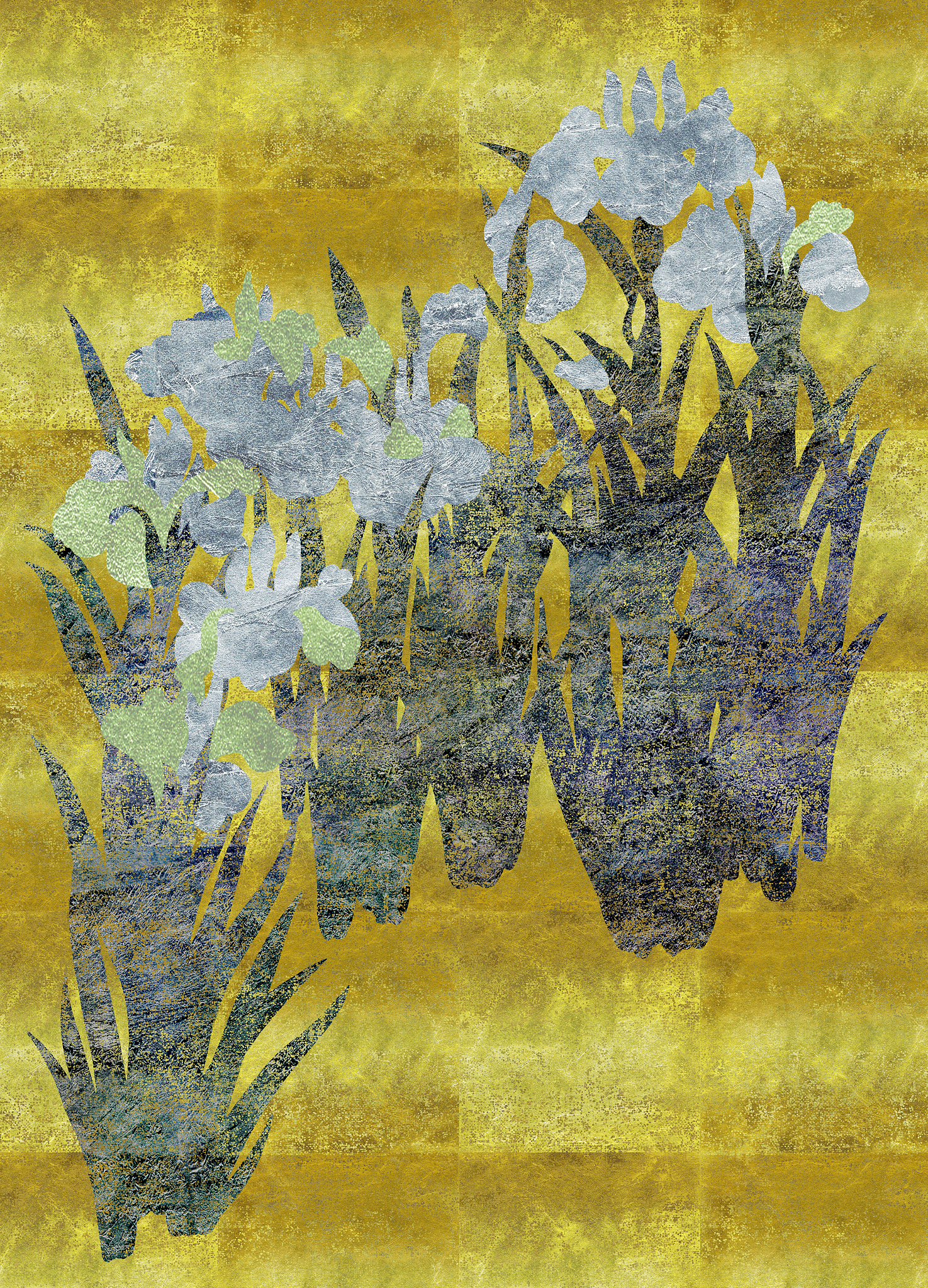 iris on gold backgrounds