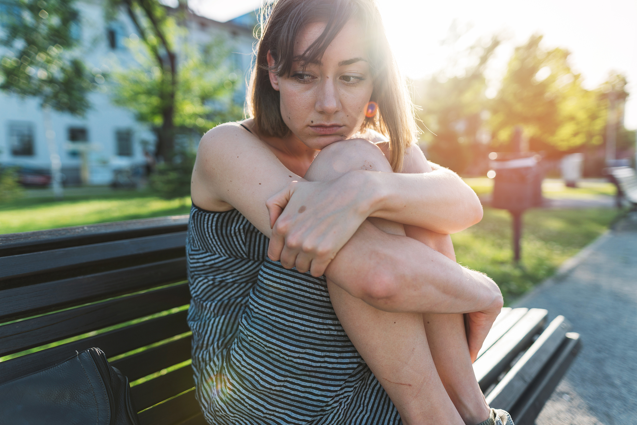 lonely woman in the park