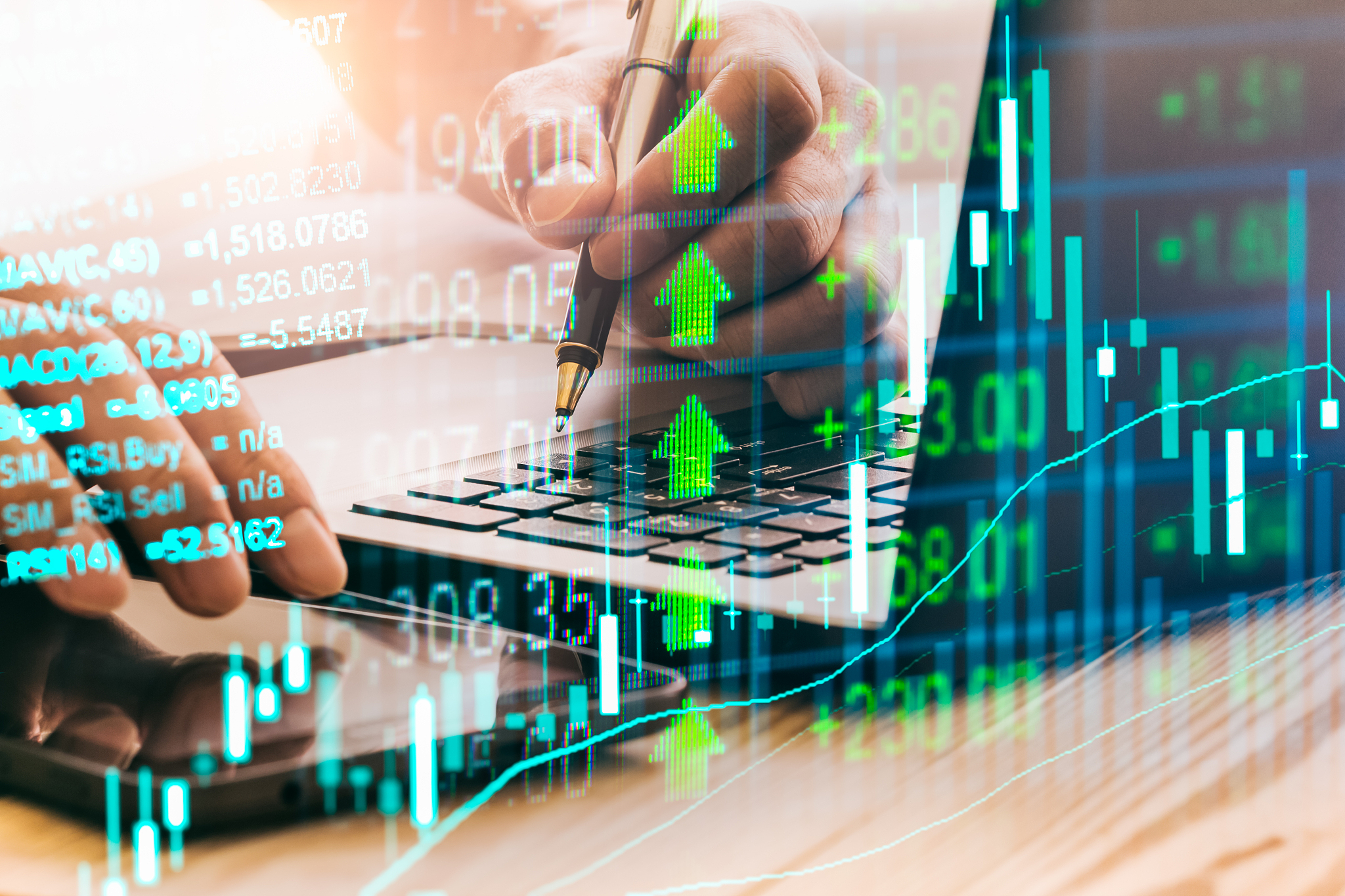 stock market or forex trading graph and candlestick chart suitab