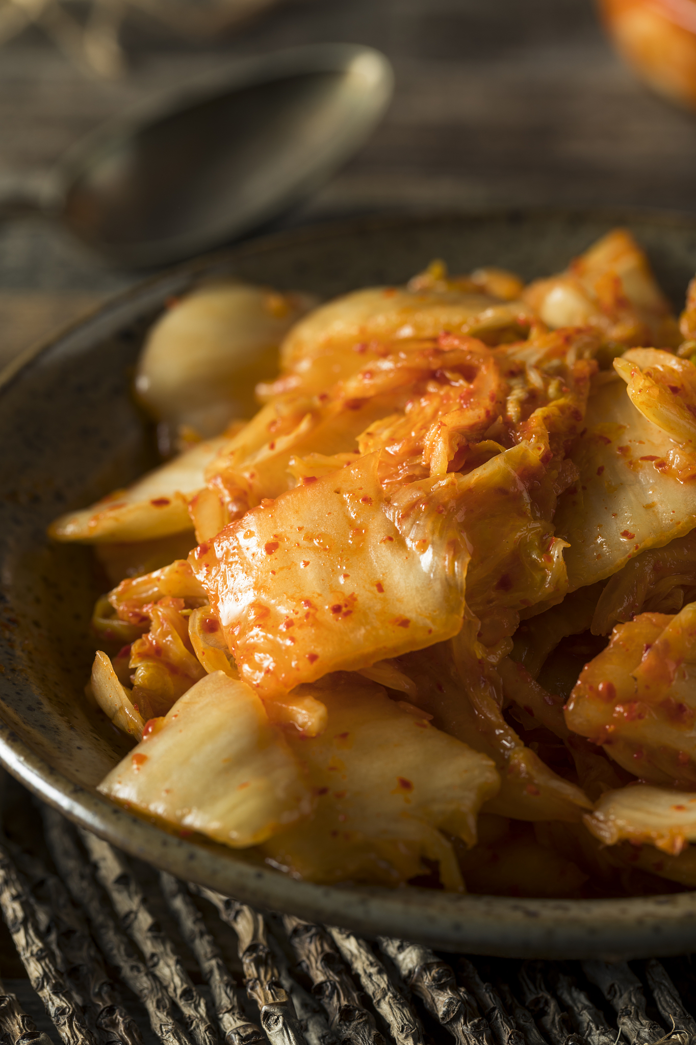 homemade spicy fermented korean kimchi