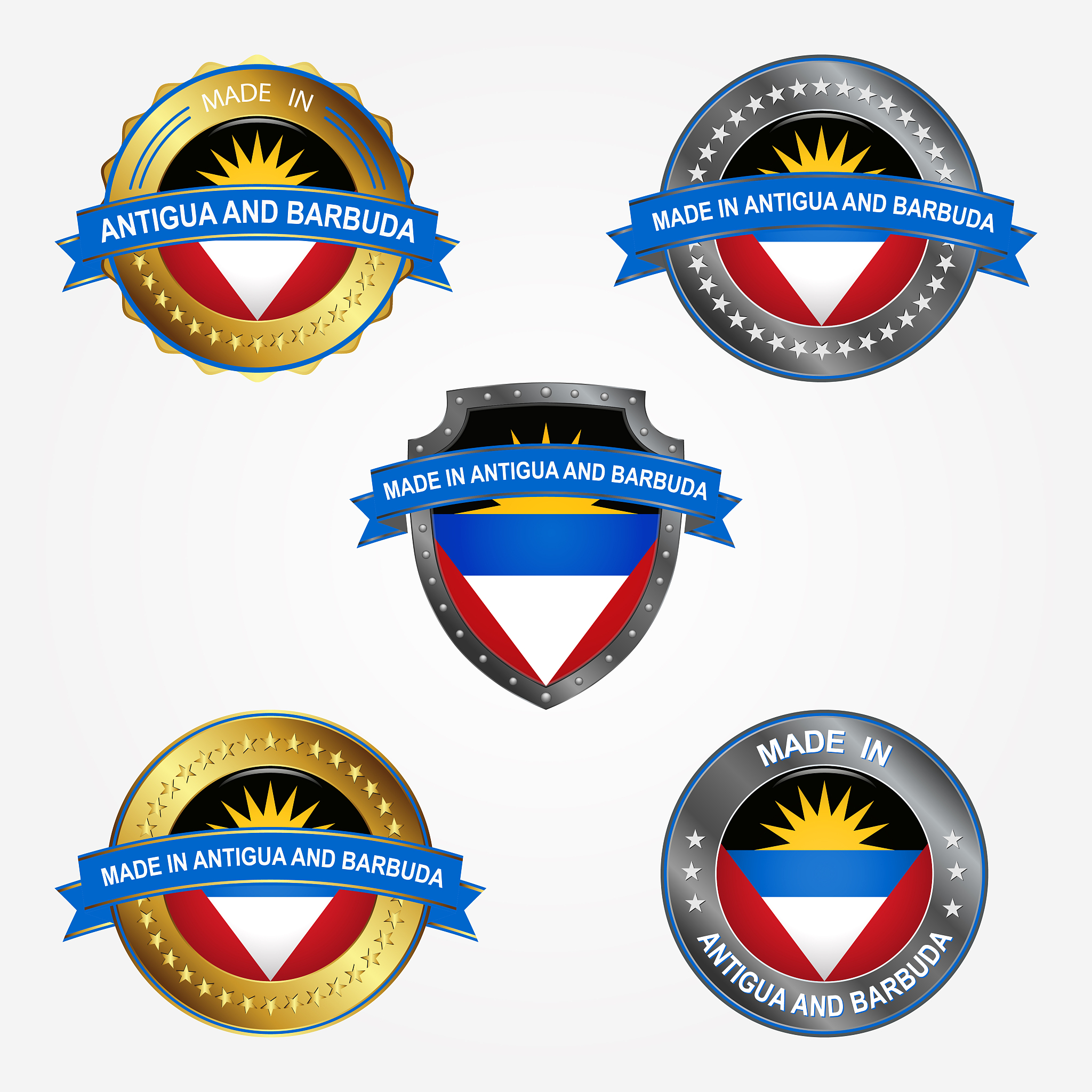 design label of made in antigua and barbuda