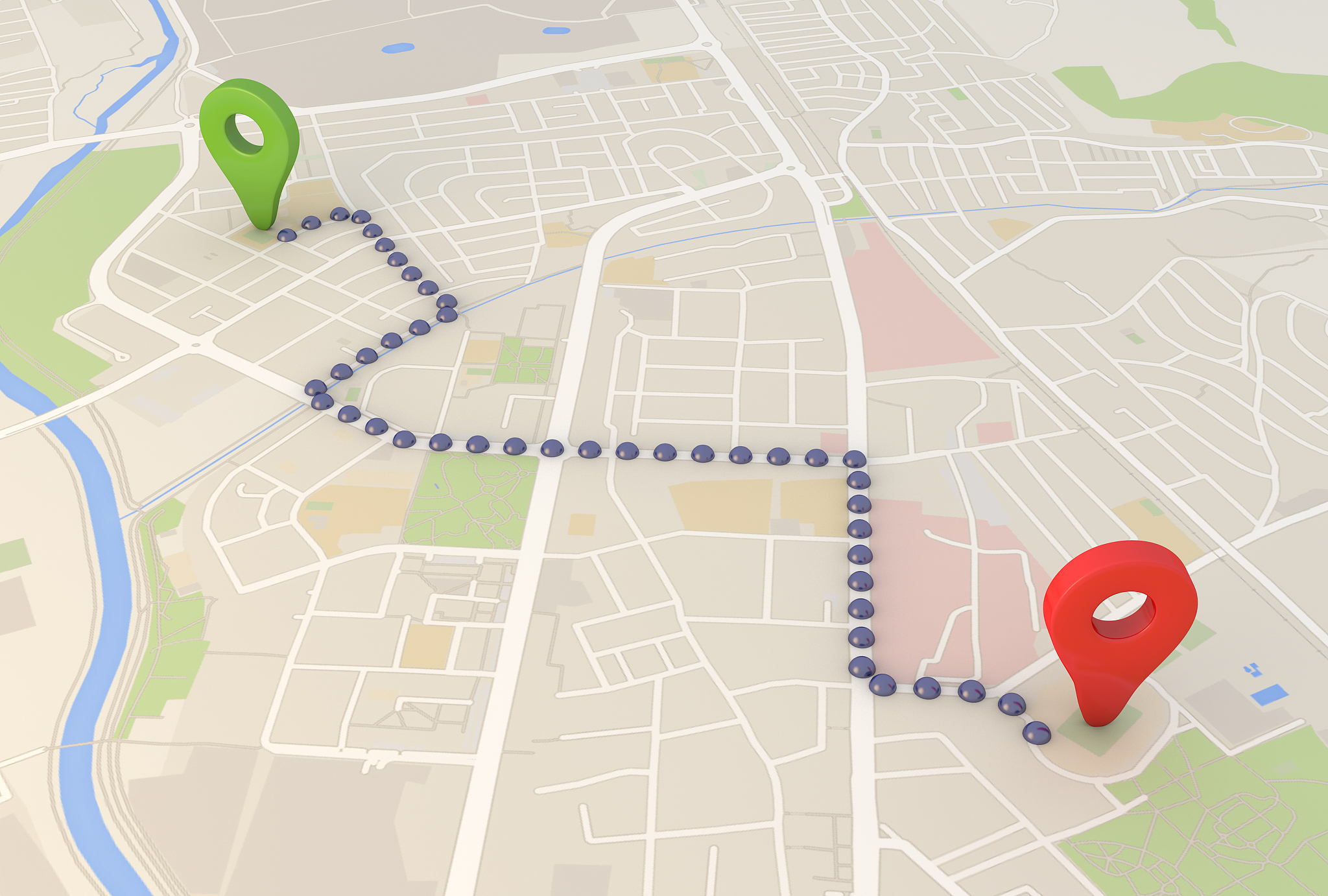 city map with pin pointers 3d rendering image