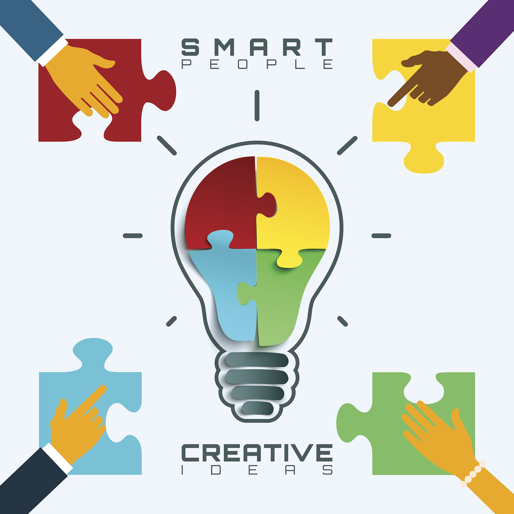 smart people, bright ideas conceptual business background.