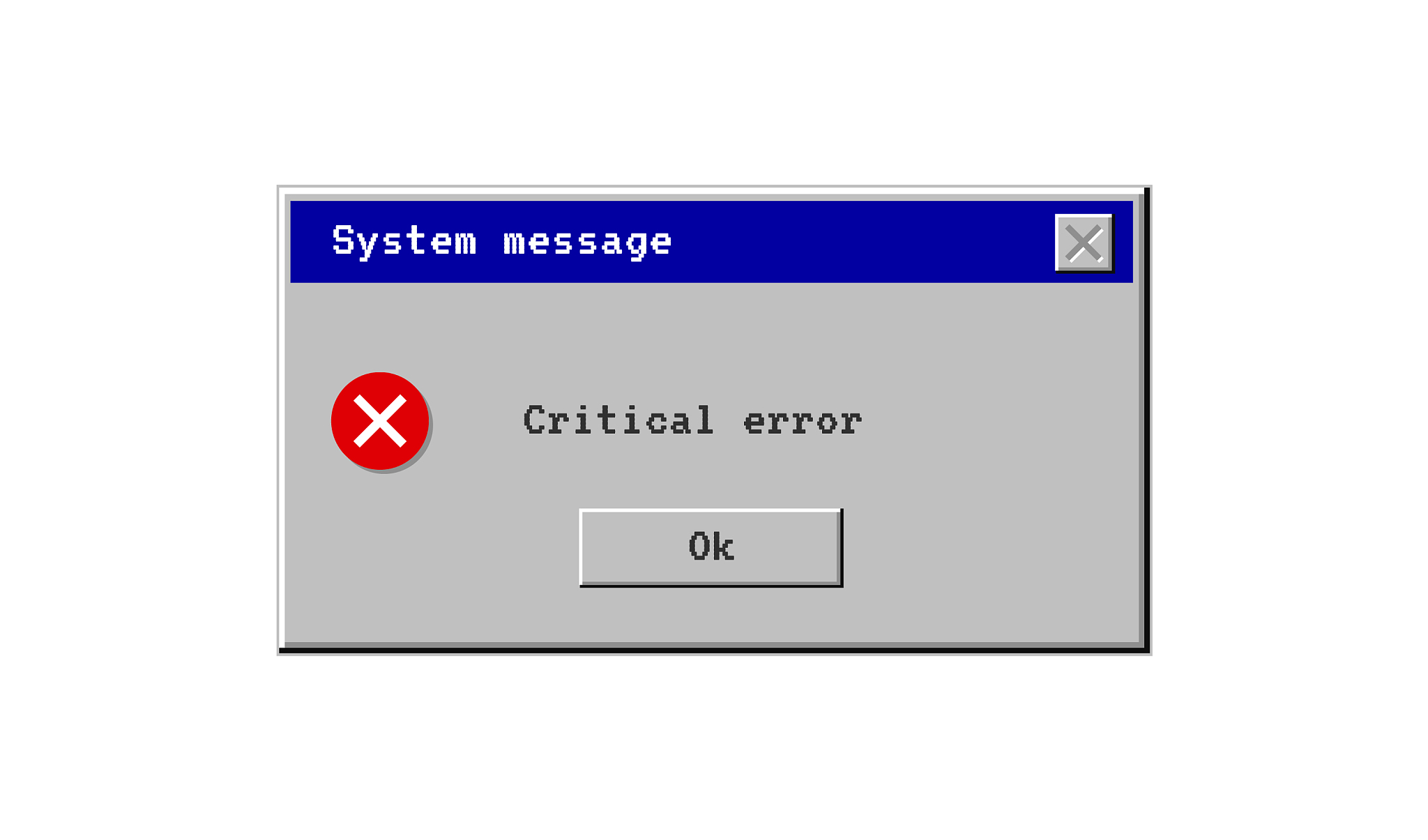 critical error system message window old style