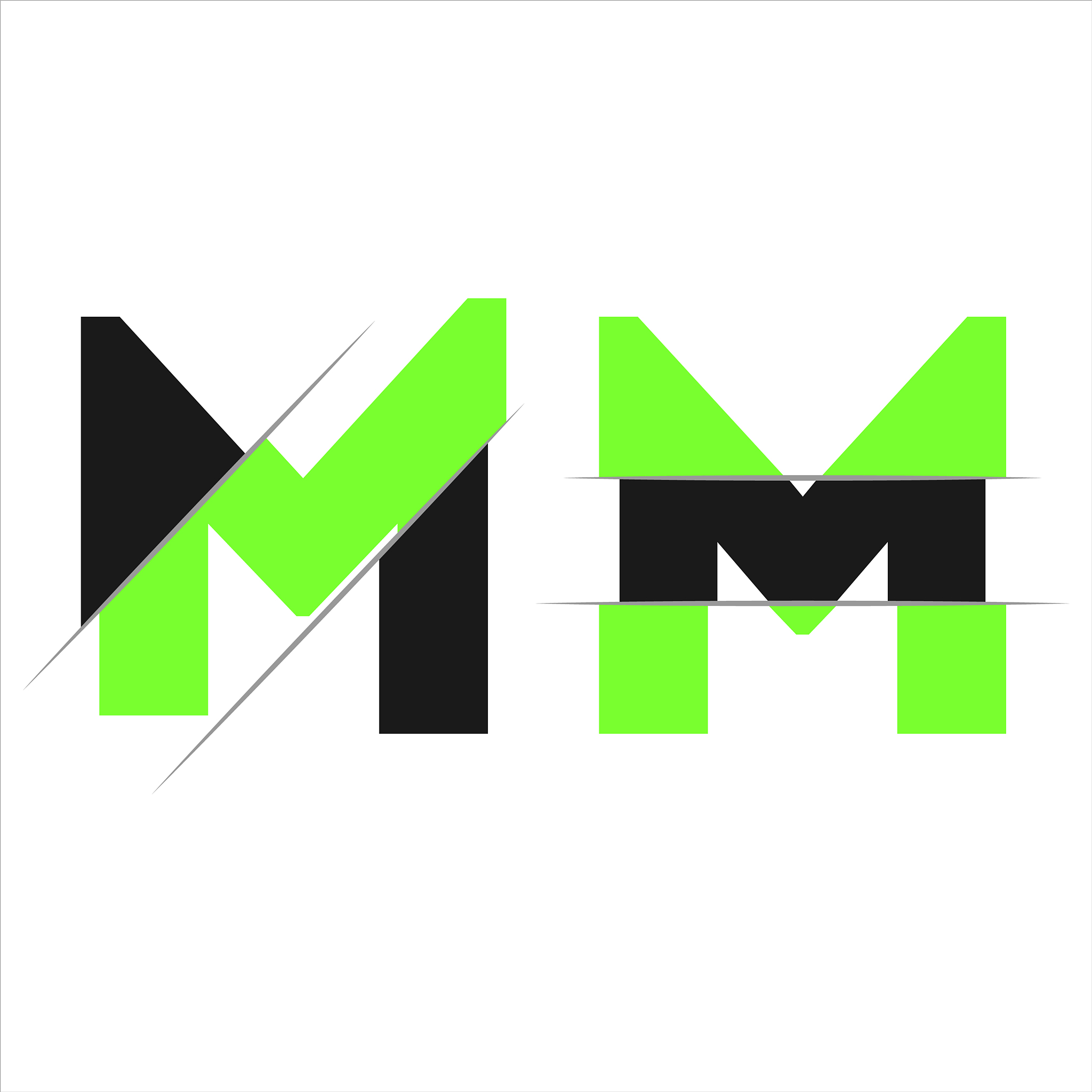 am a m letter logo with colorblock design and