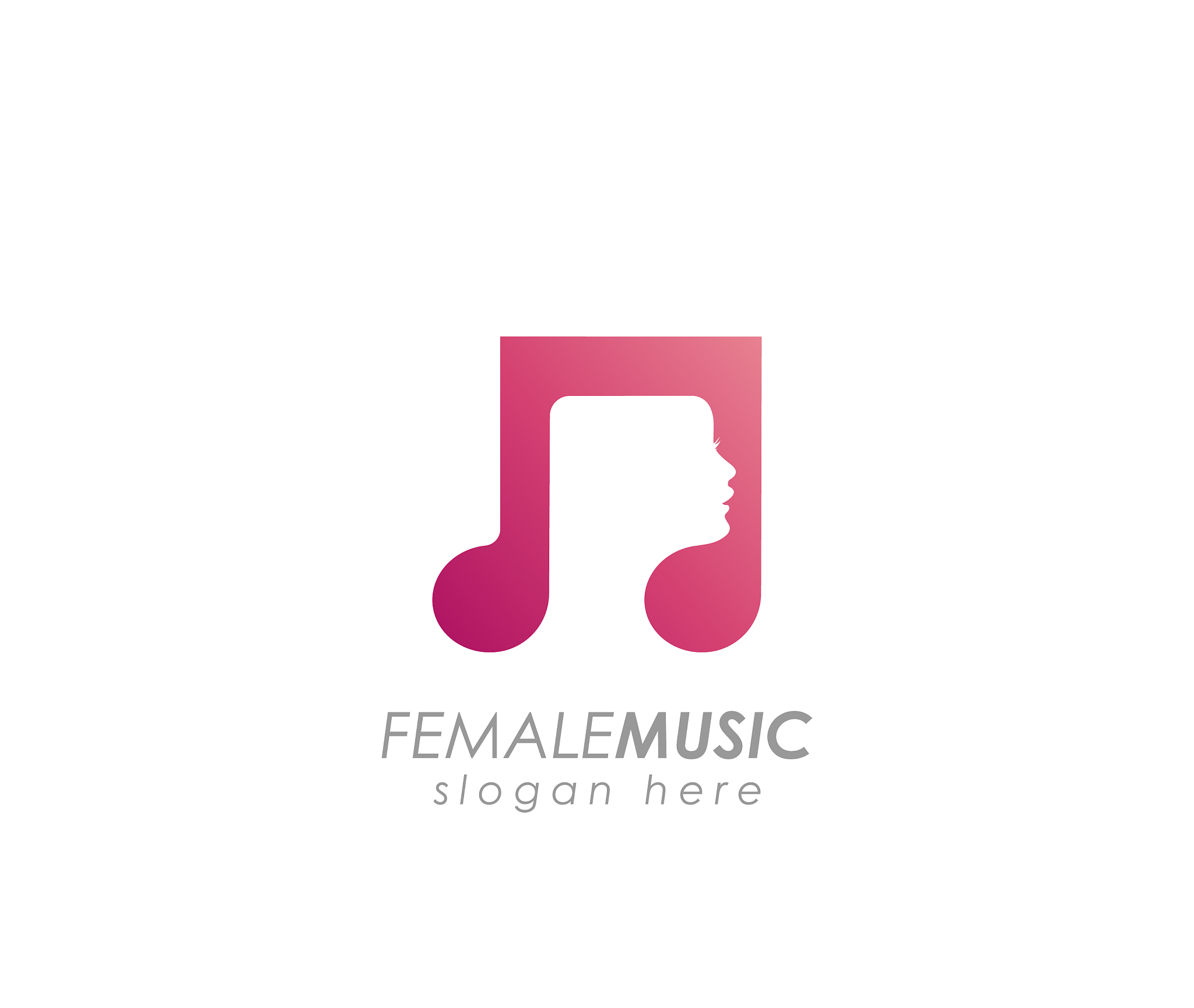 female music logo design head