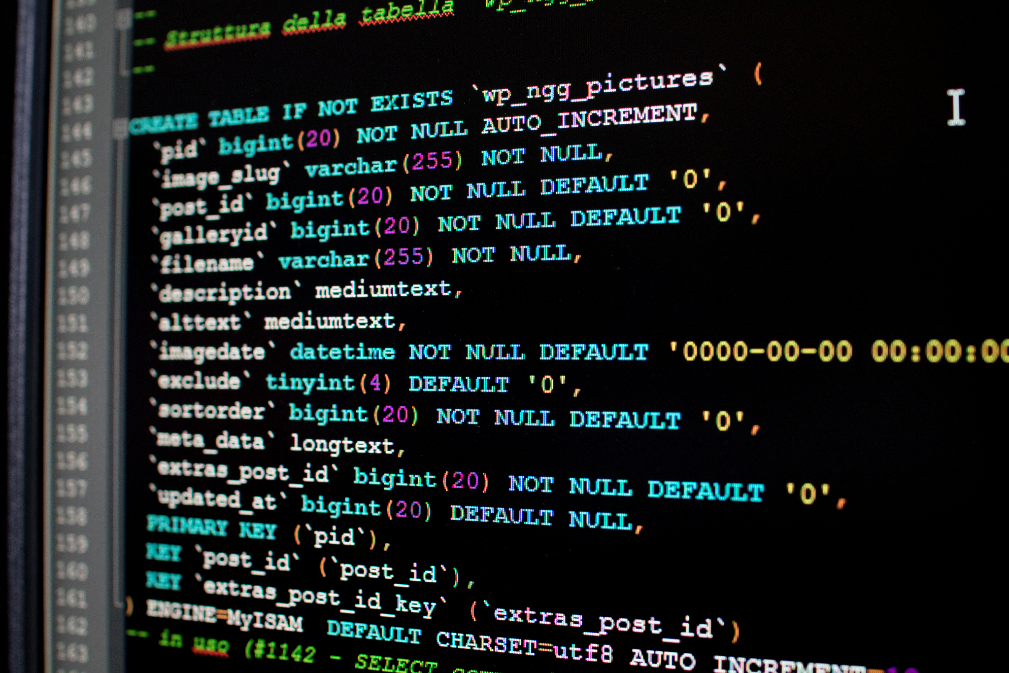 database table script for creating tables. mysql script