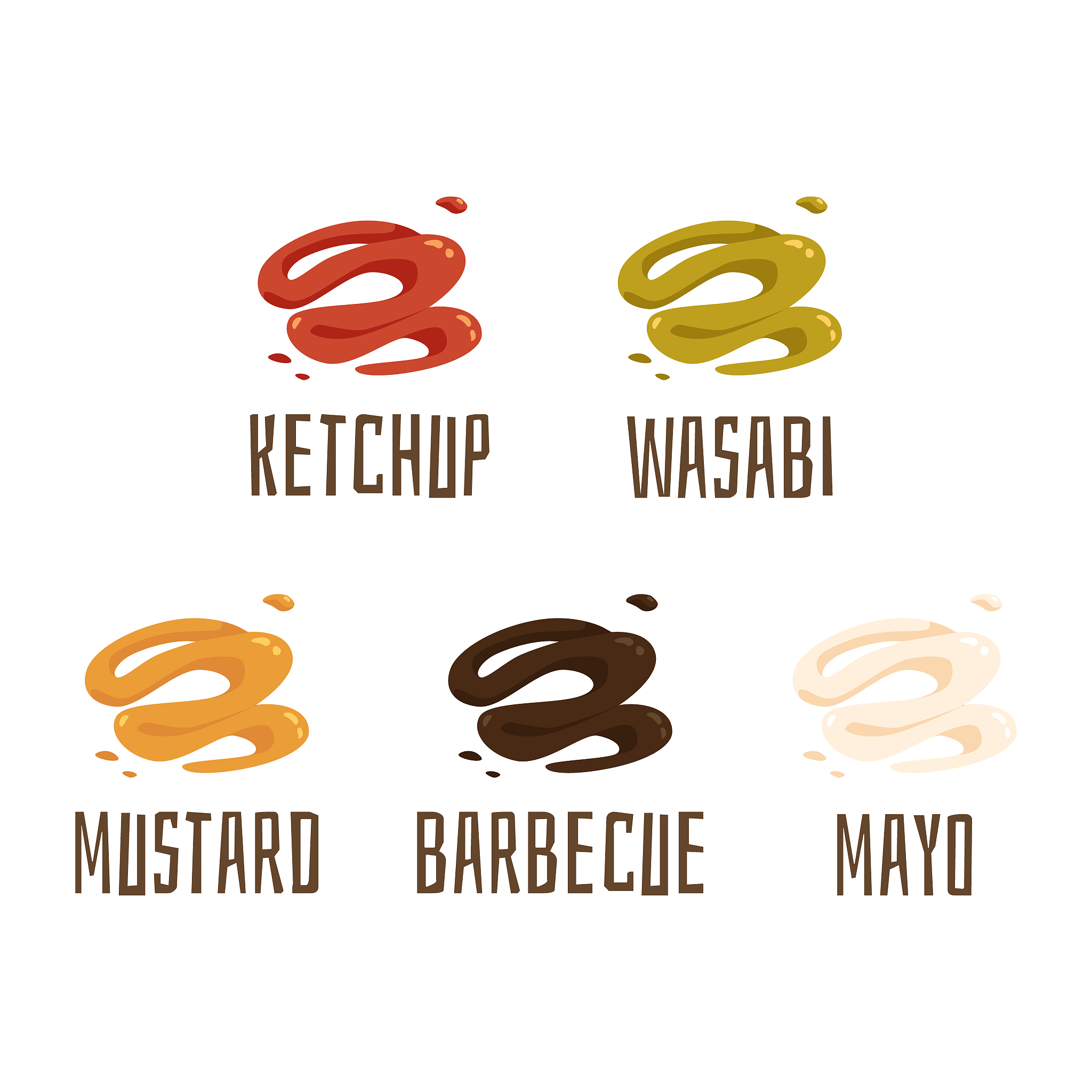 set icons of sauces for meat food and burgers flat vector illust