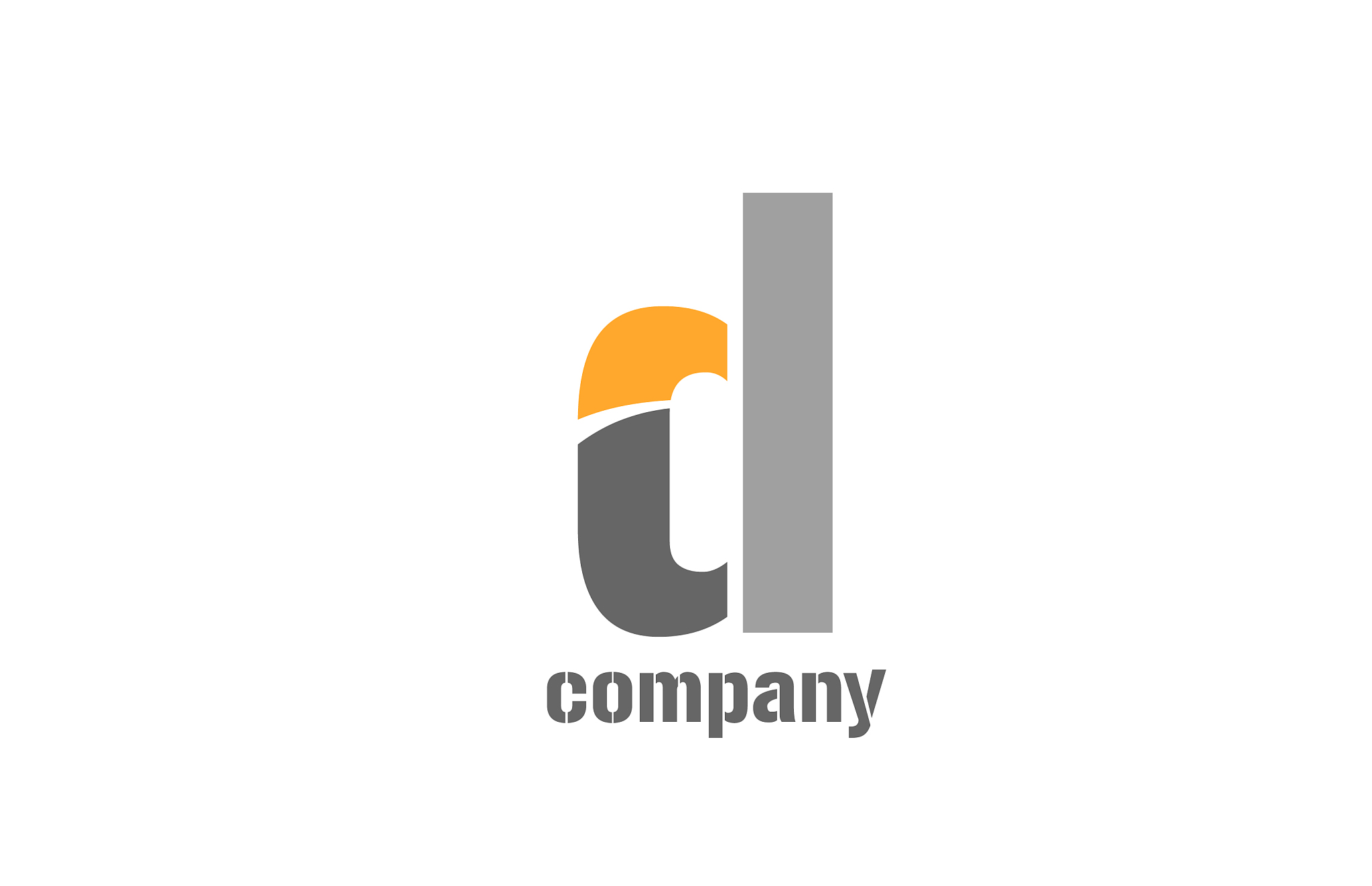 yellow and grey d alphabet logo design icon for
