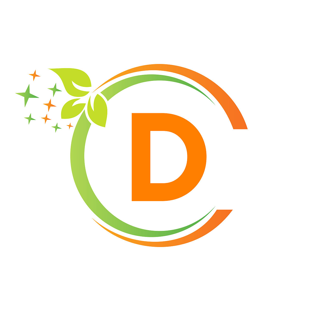 房屋清洁标志上的d字母设计.字母d清洁服务屋标志模板吸尘器,桶,春季