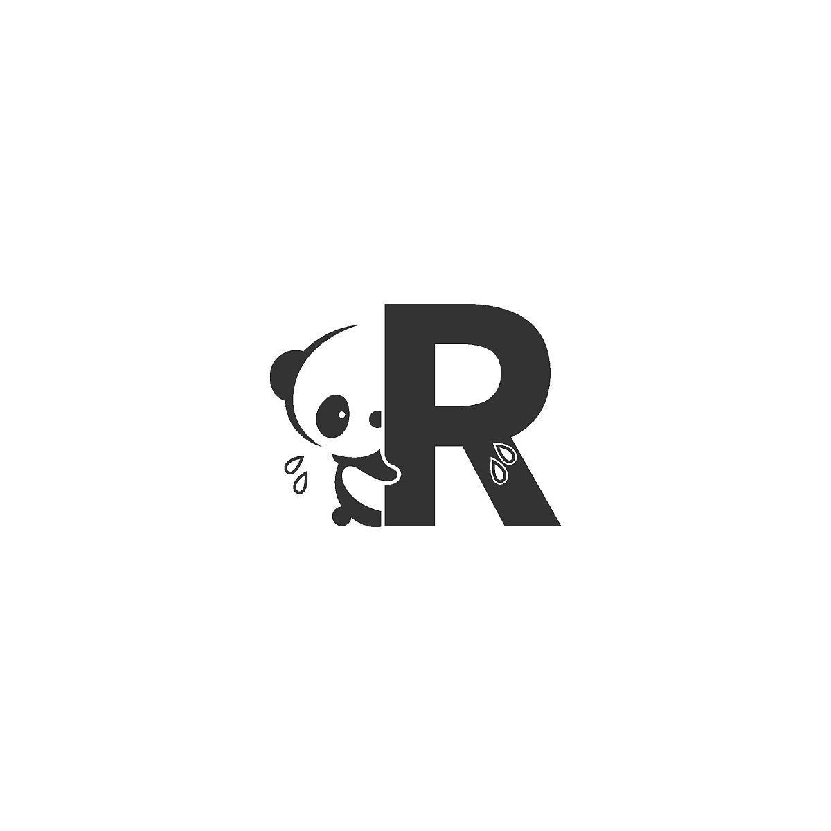 熊猫图标背后的字母r标志插图