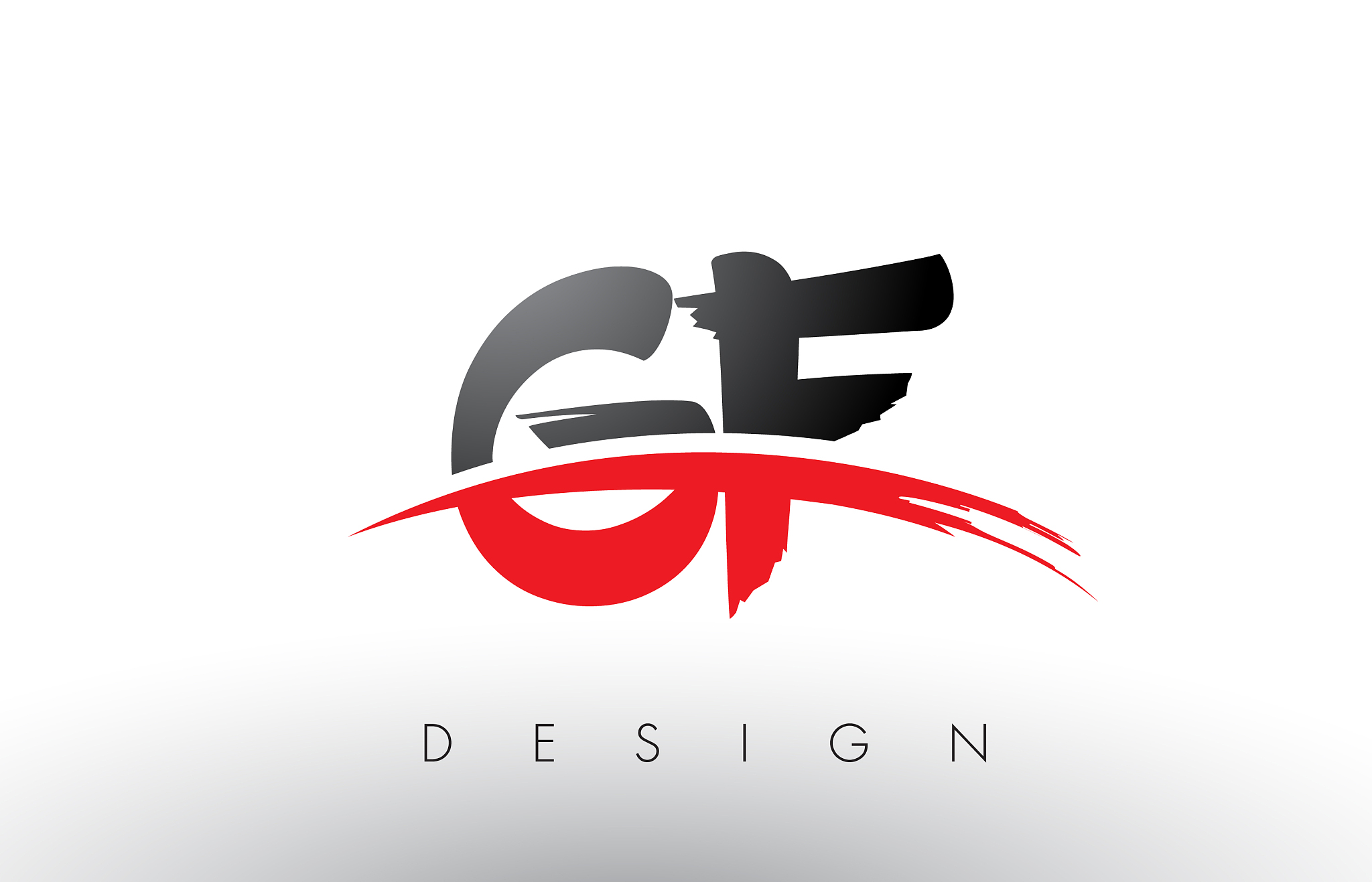 gf g f brush logo letters with red and black