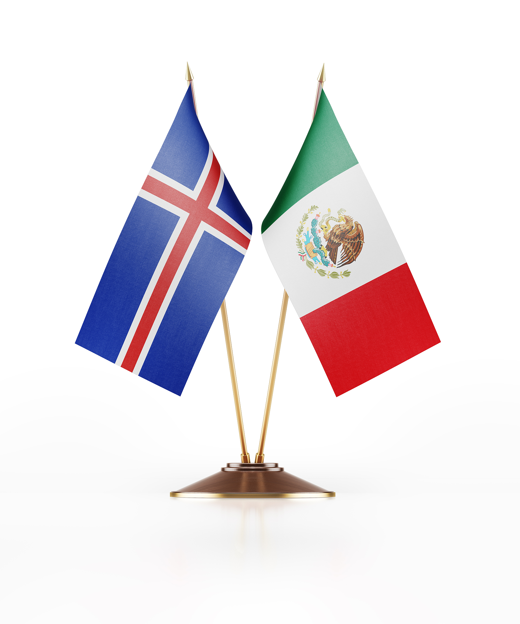 miniature flag of iceland and mexico