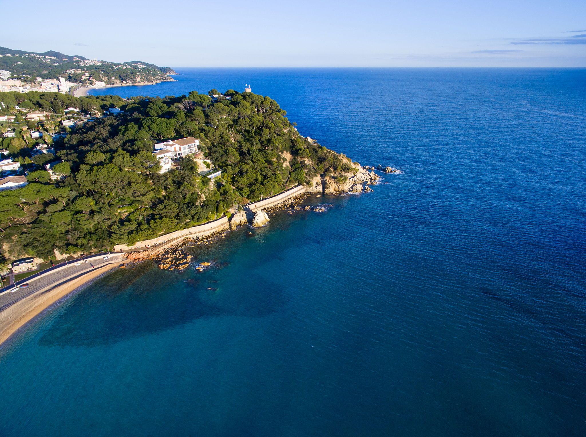 aerial view of the beach of lloret de mar
