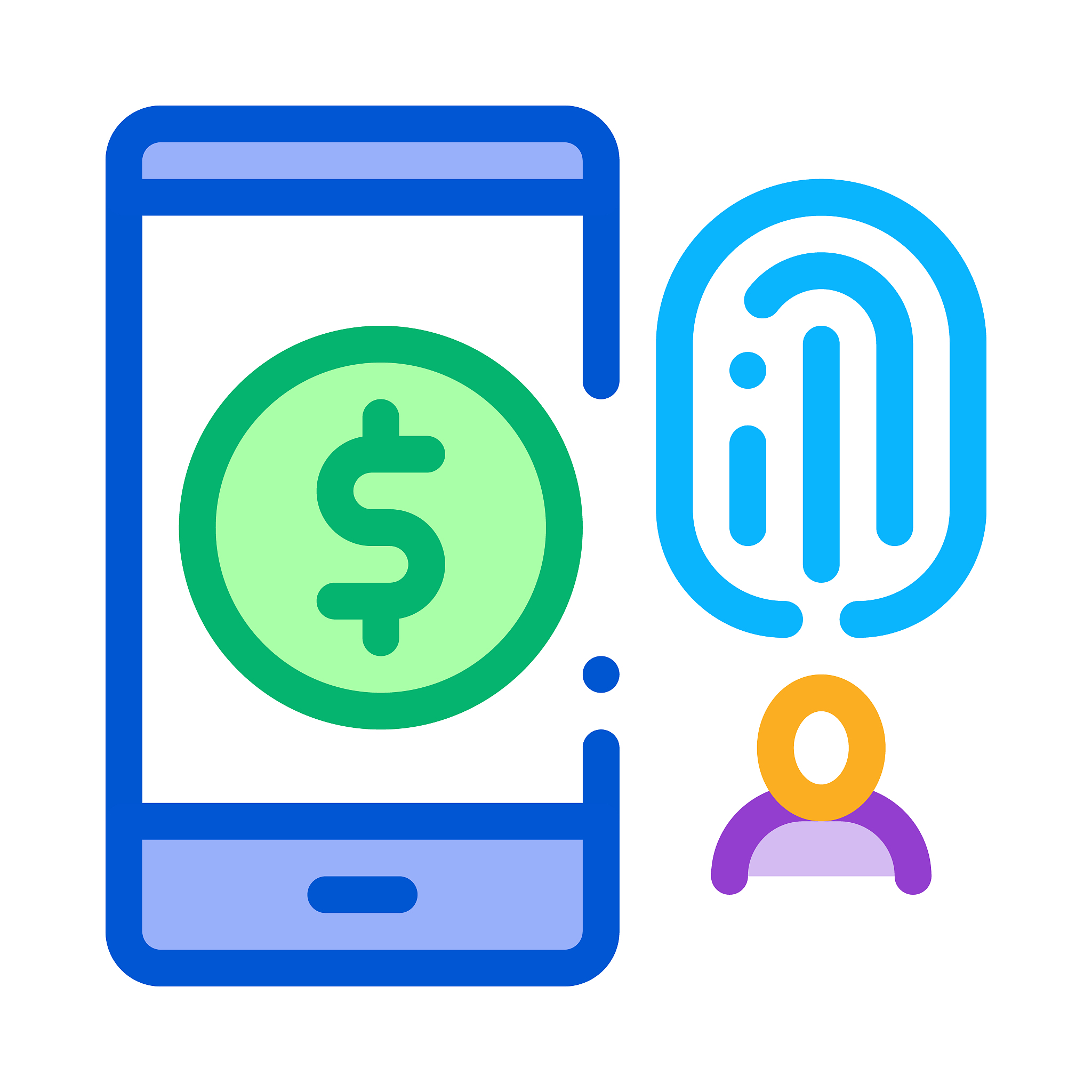fingerprint access to accounts icon vector outline illustration