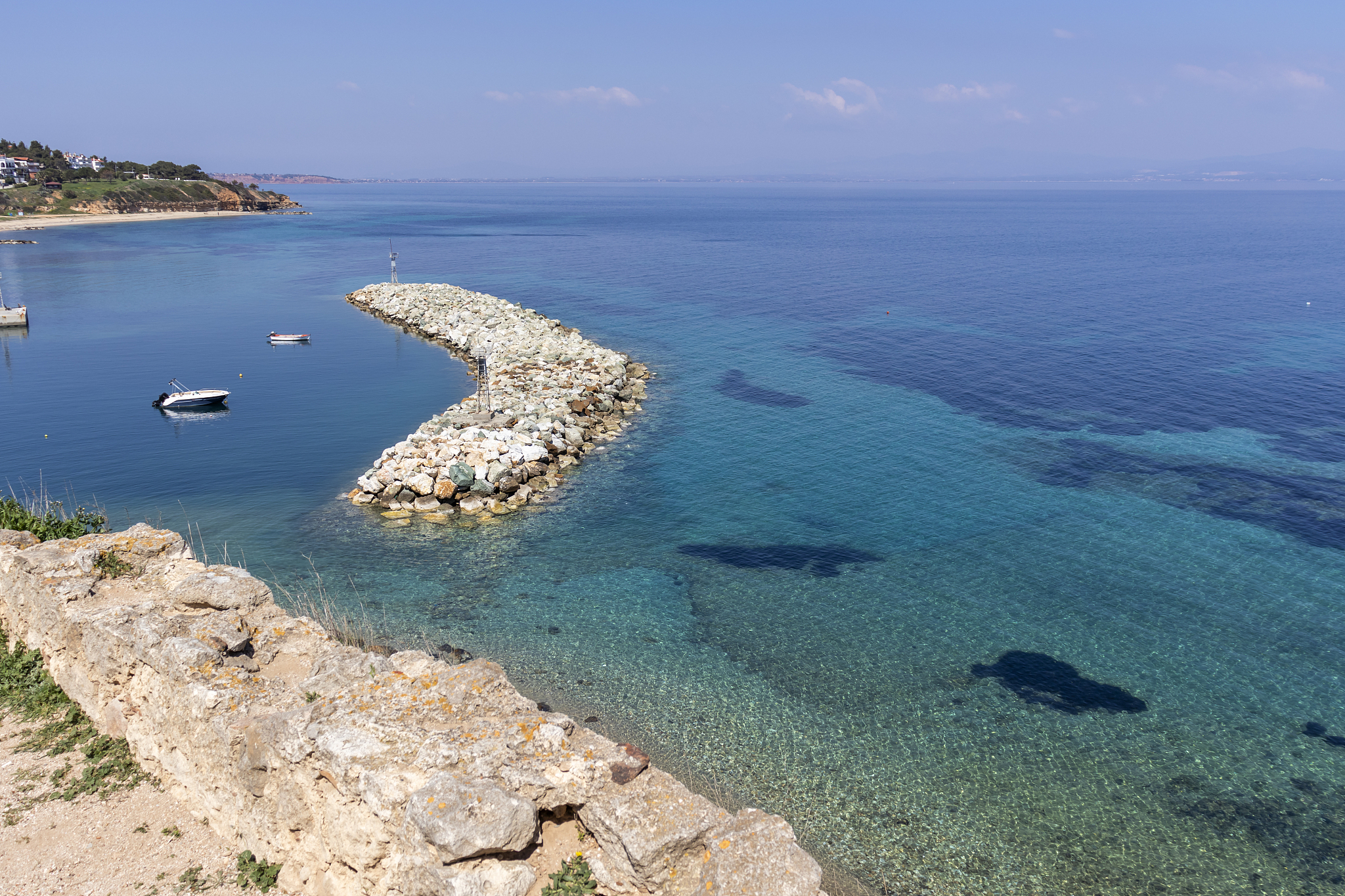 panoramic view of town of nea fokea, kassandra, chalkidiki, cent