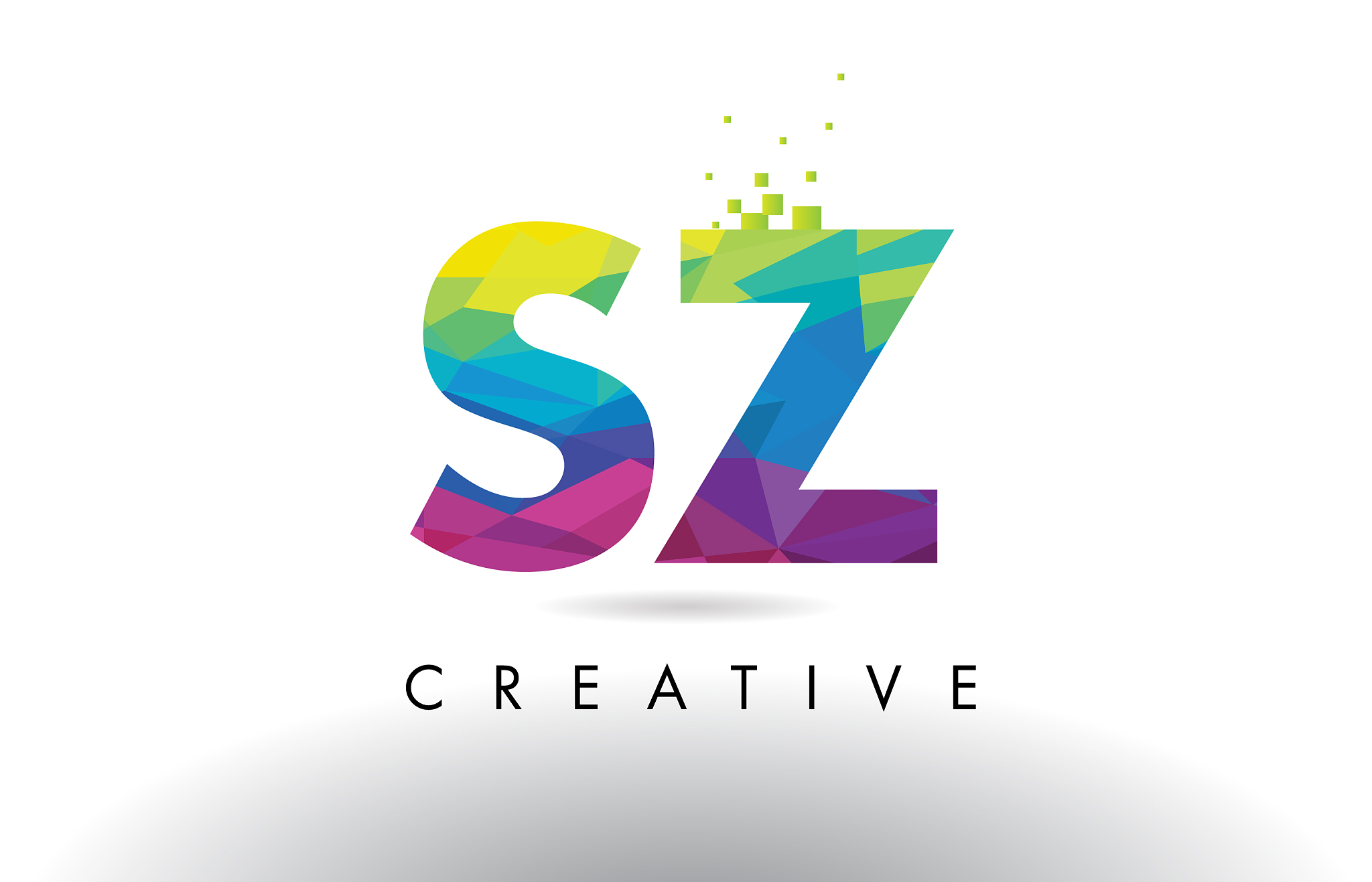 sz s z colorful letter origami triangles design