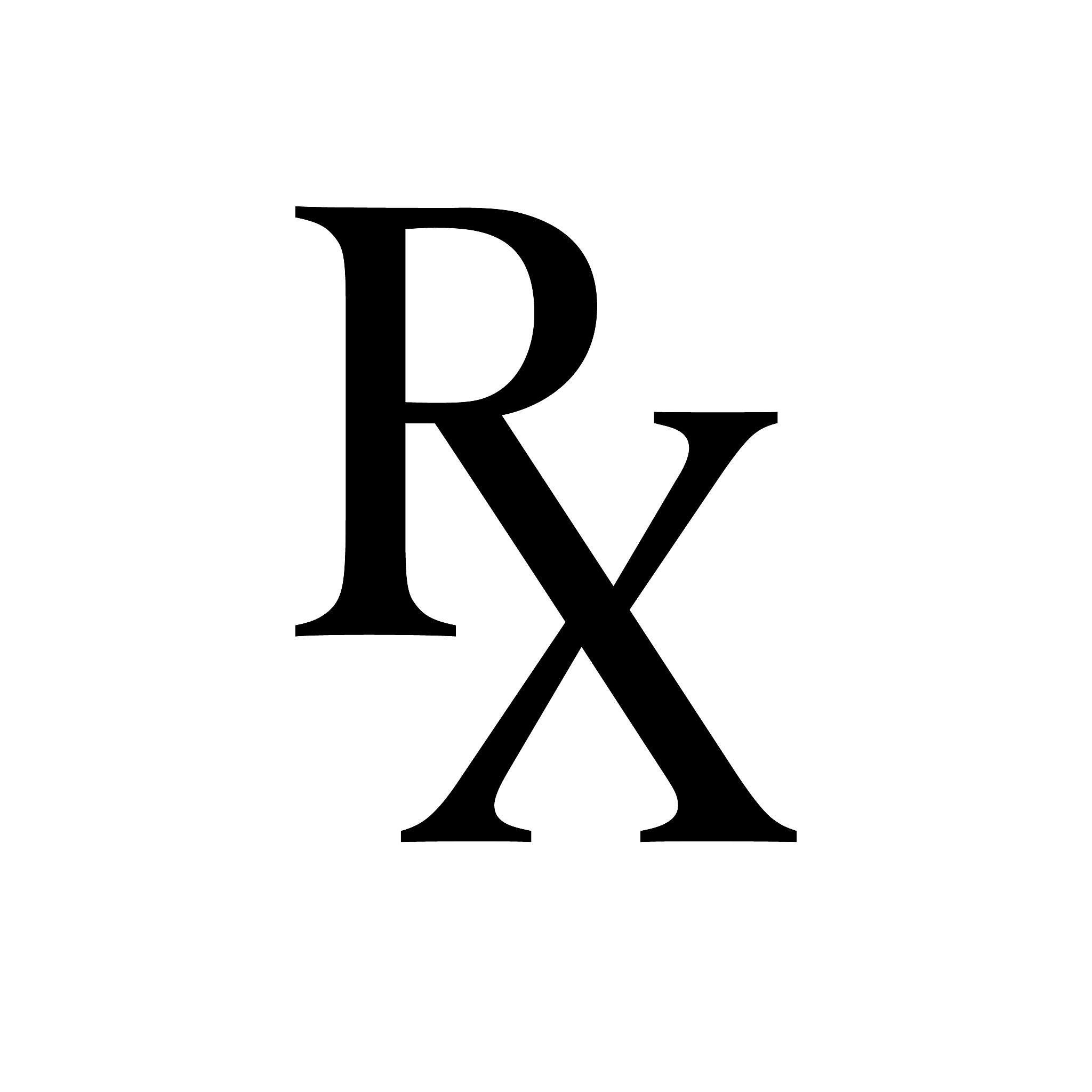 rx prescription medical symbol isolated on a white background.