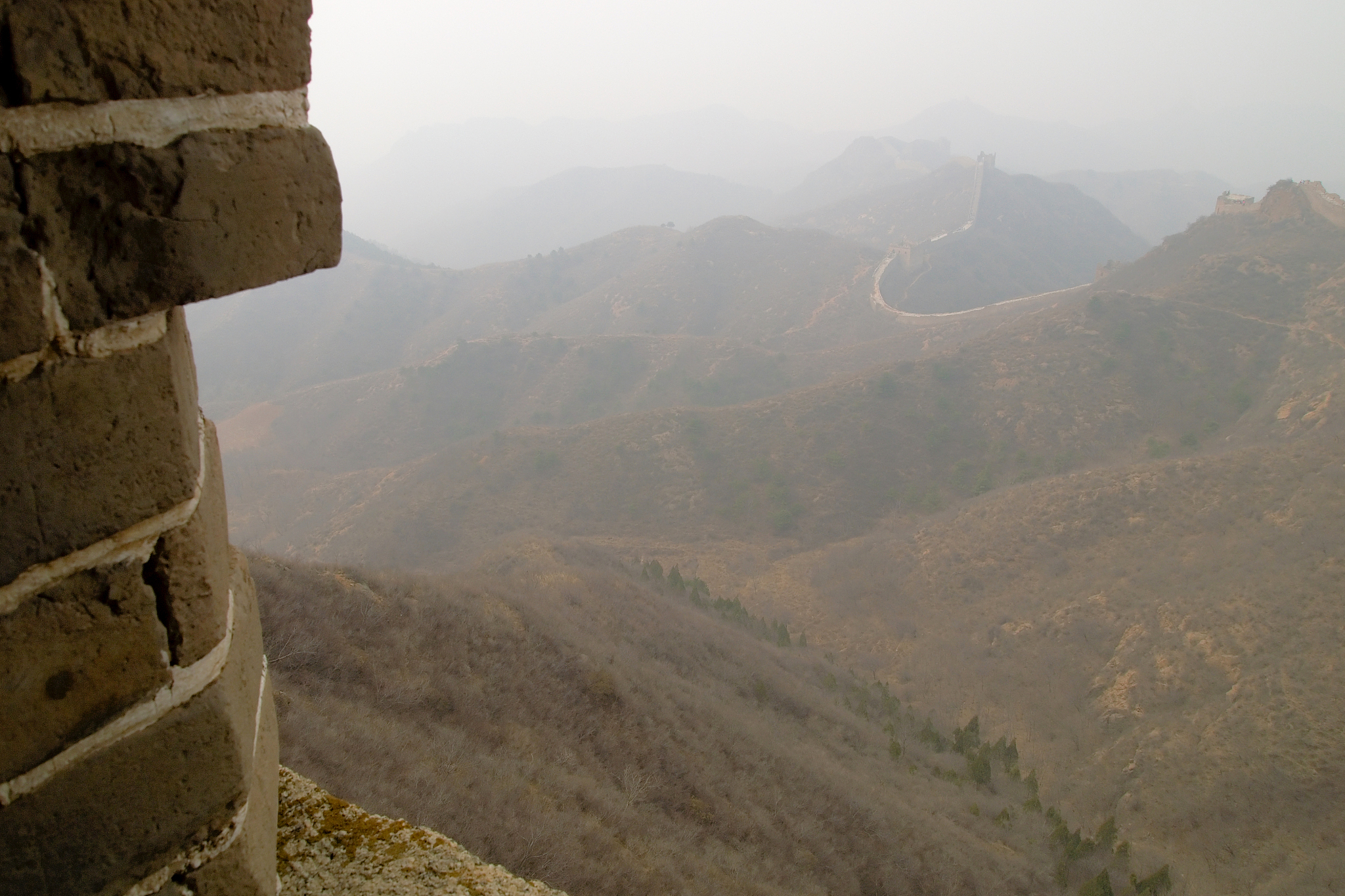 hills as seen from great wall of china, early spring, simatai, c