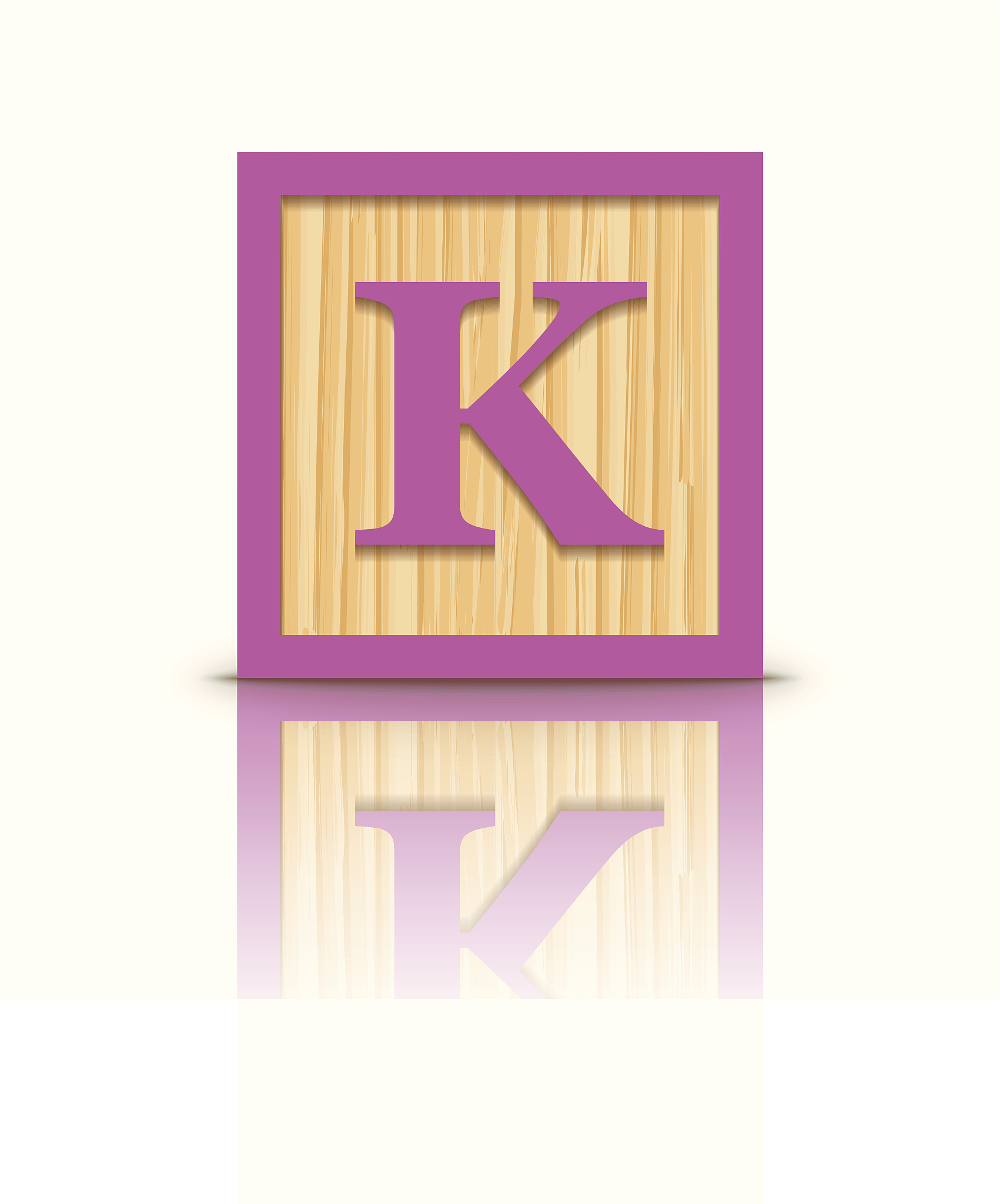 vector letter k wooden alphabet block