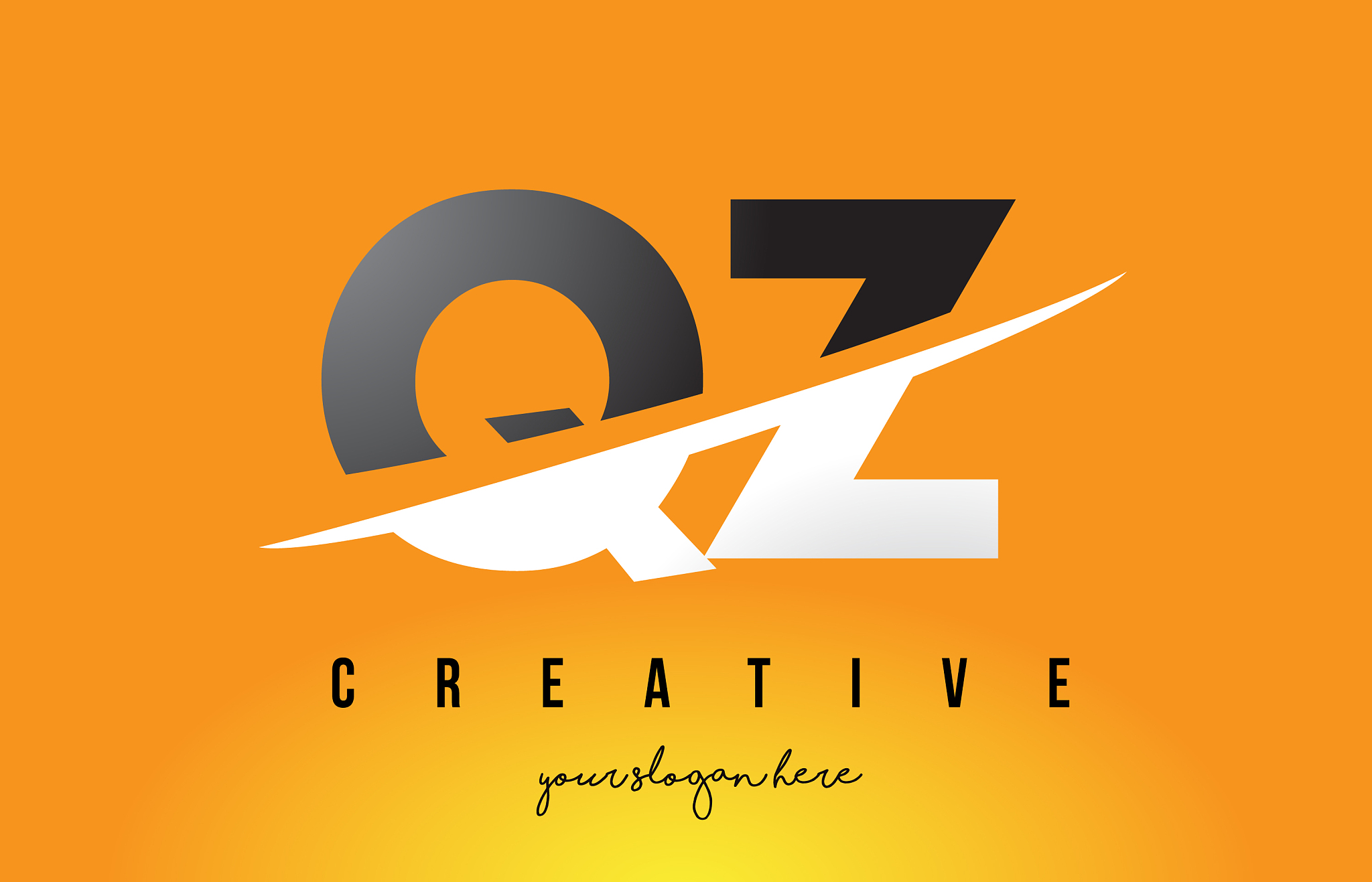 qz q z letter modern logo design with yellow