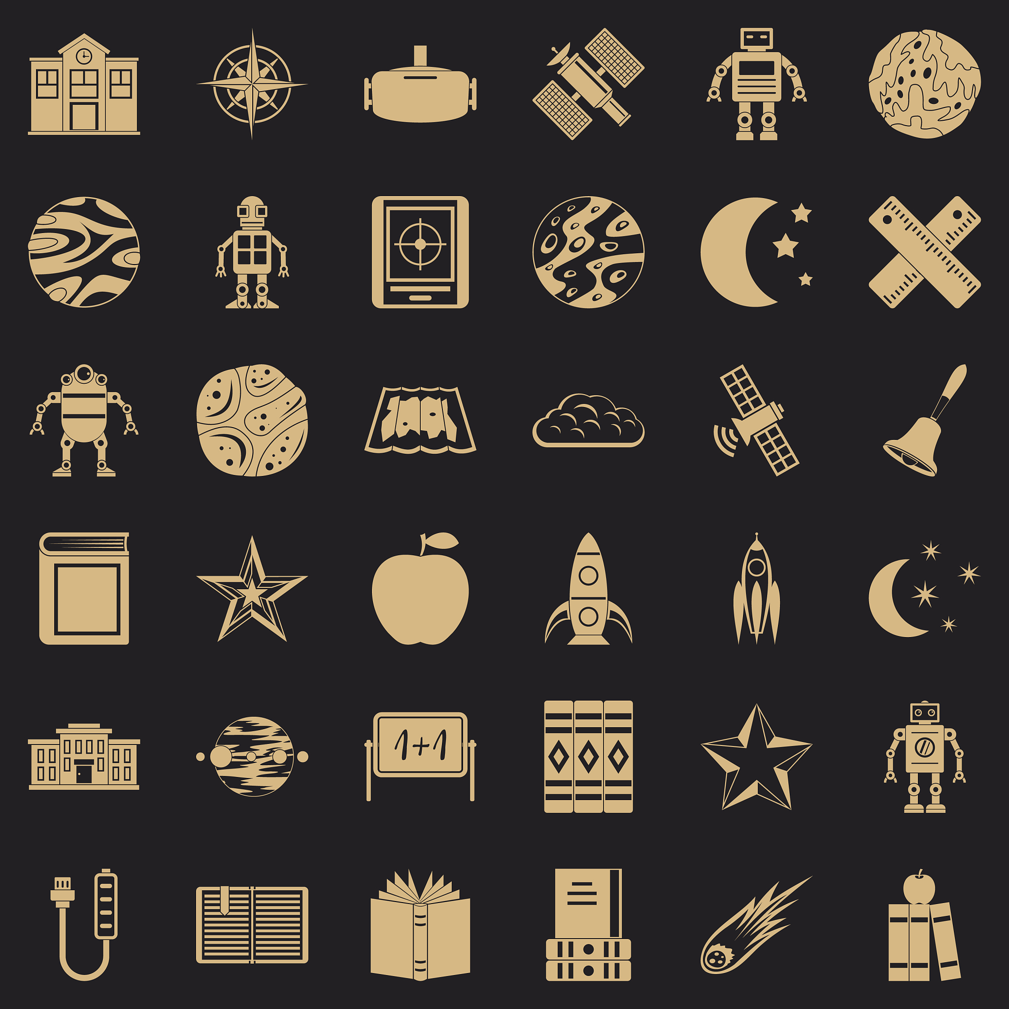 astronomy icons set simple style