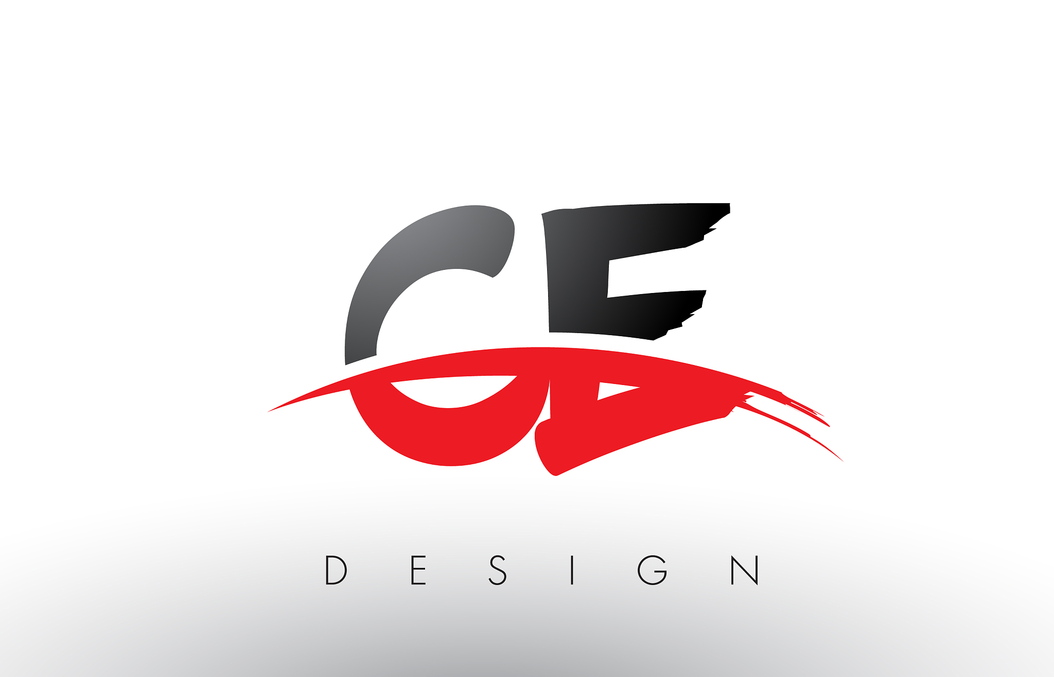 ce c e brush logo letters with red and black
