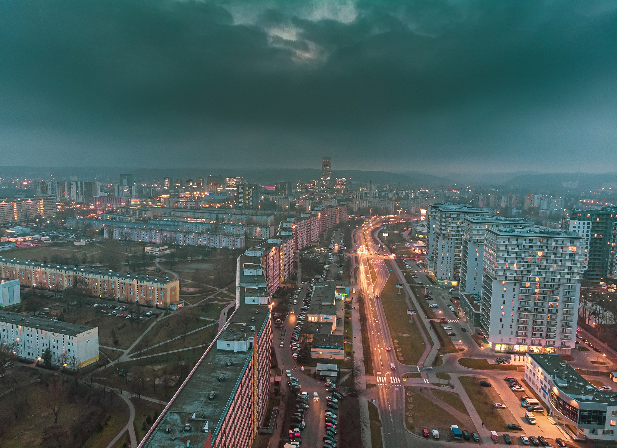 gdansk przymorze at night from above