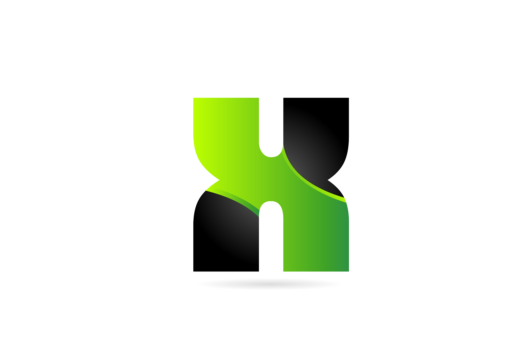 alphabet letter x black green for company logo
