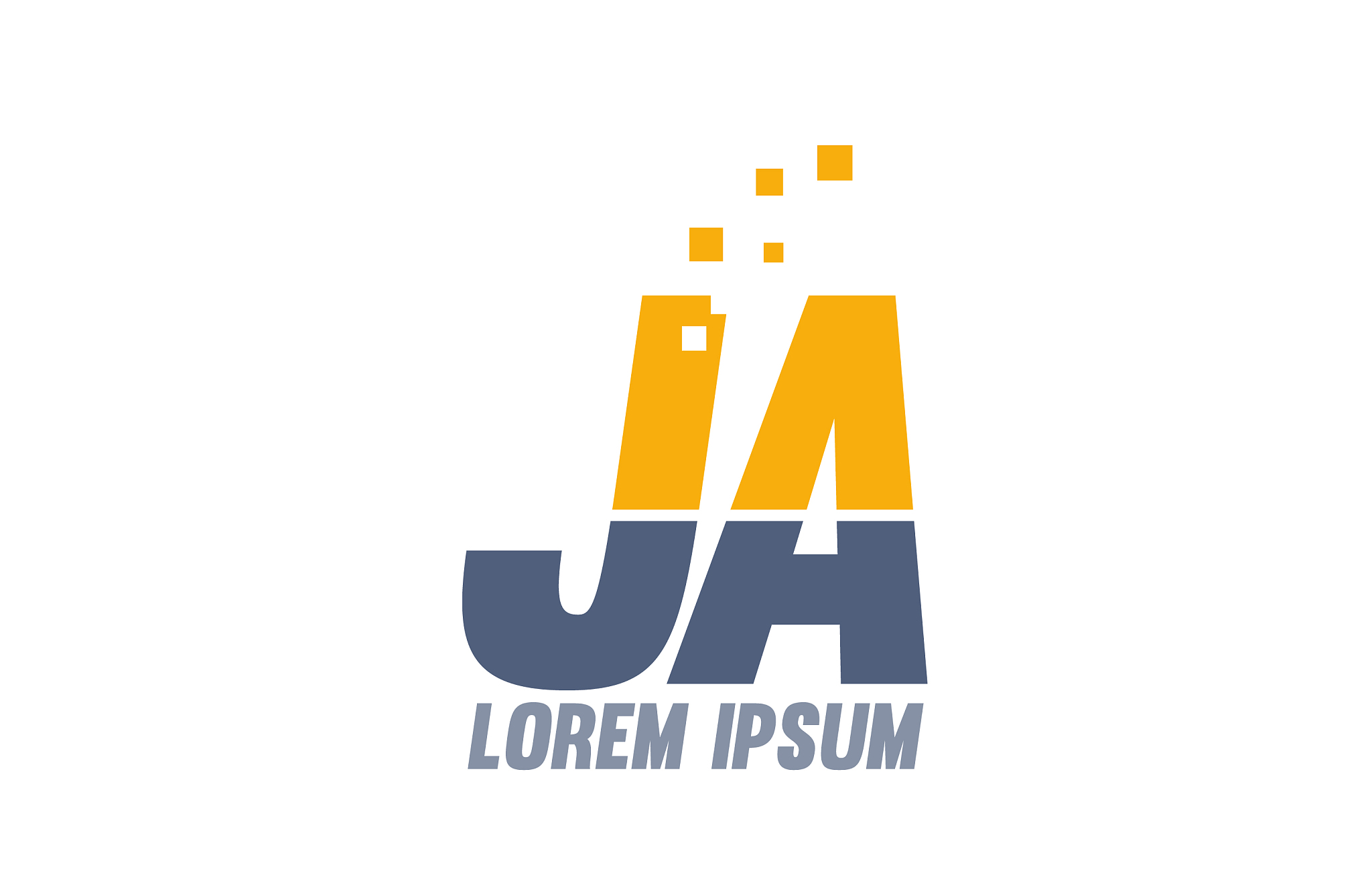 yellow blue ja j a alphabet letter logo company