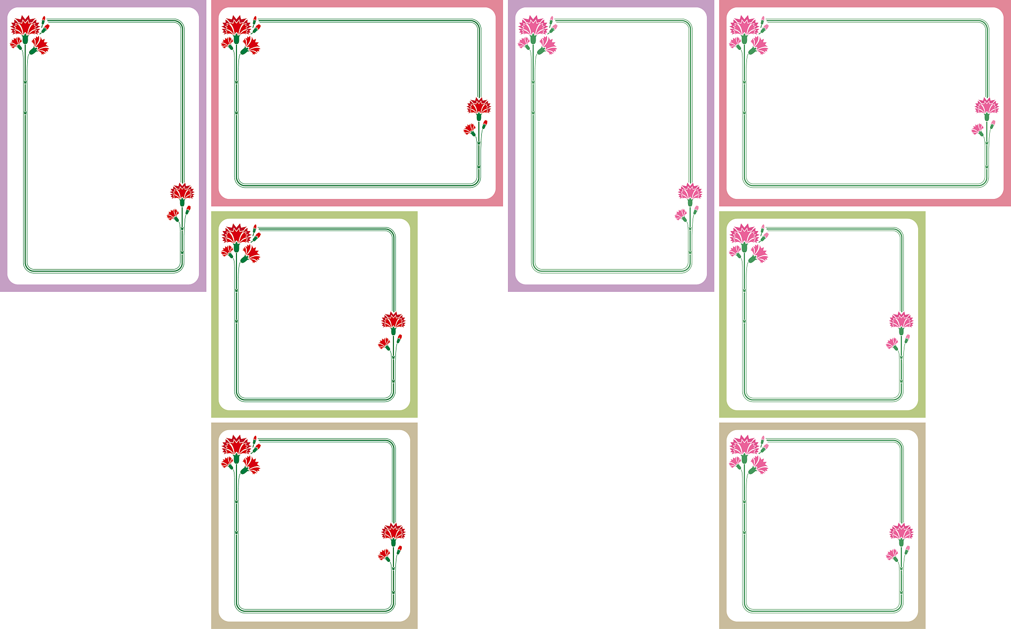 carnation themed background.a frame that gave a change in size t