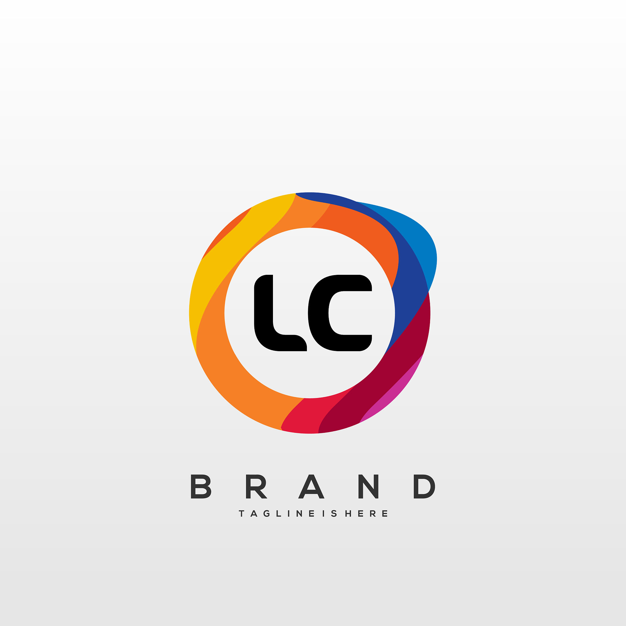 letter lc gradient color logo design