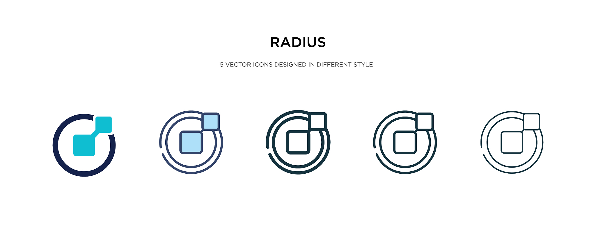 radius icon in different style two colored and