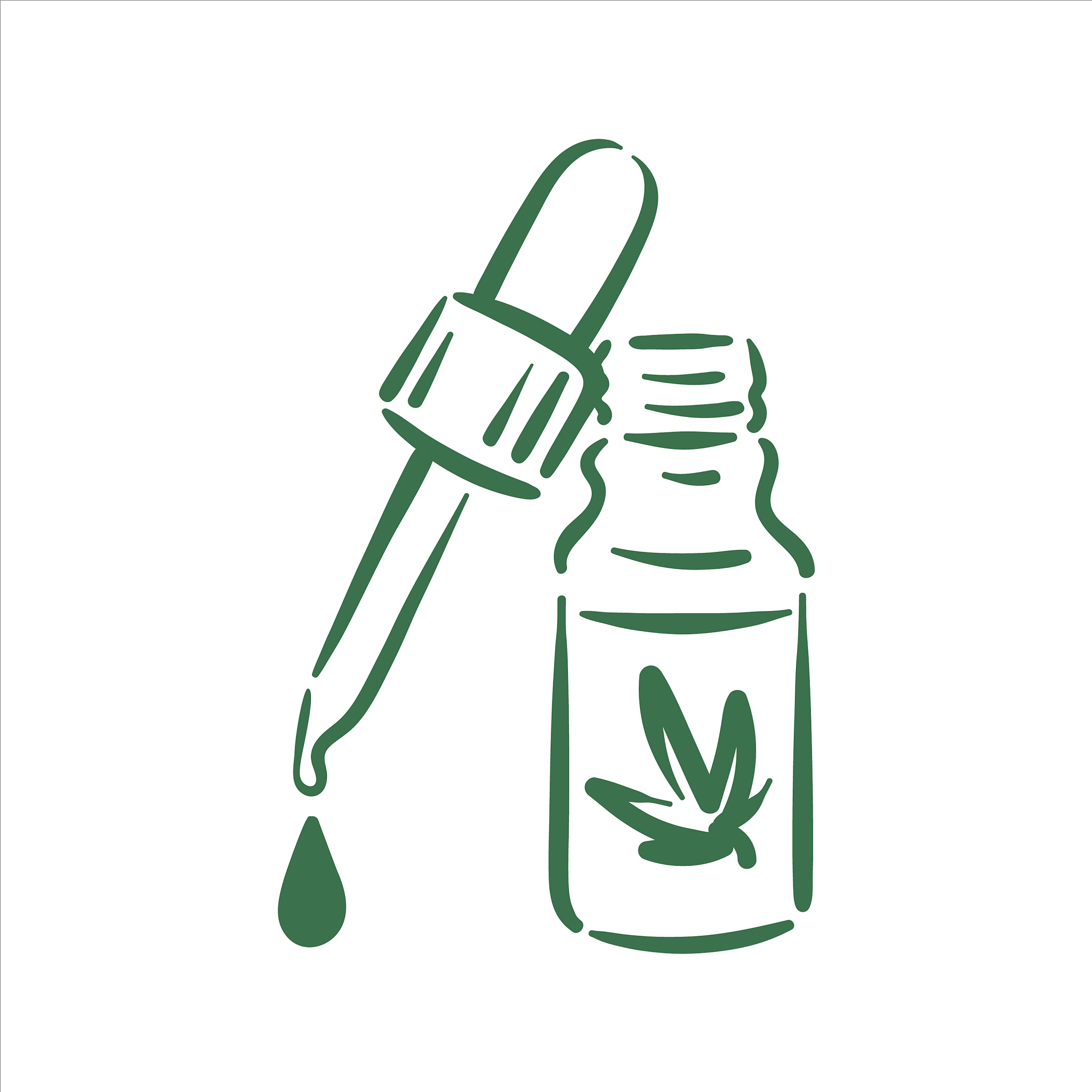 hand drawn cannabis drops on