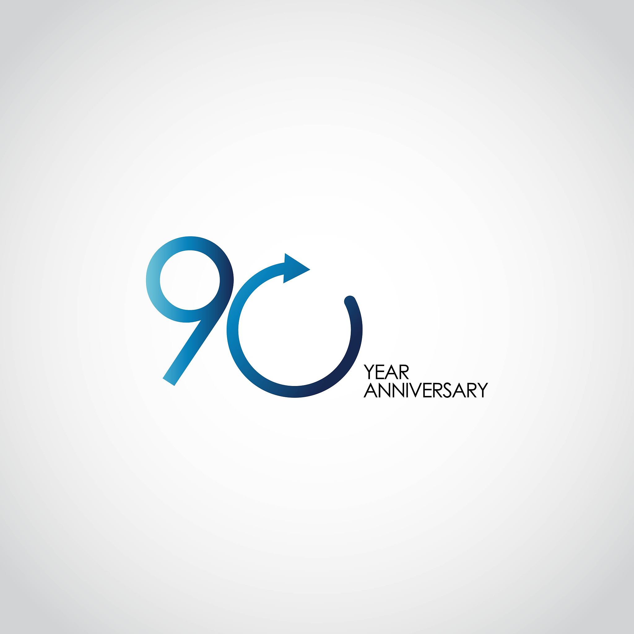 90 year anniversary vector template design illustration