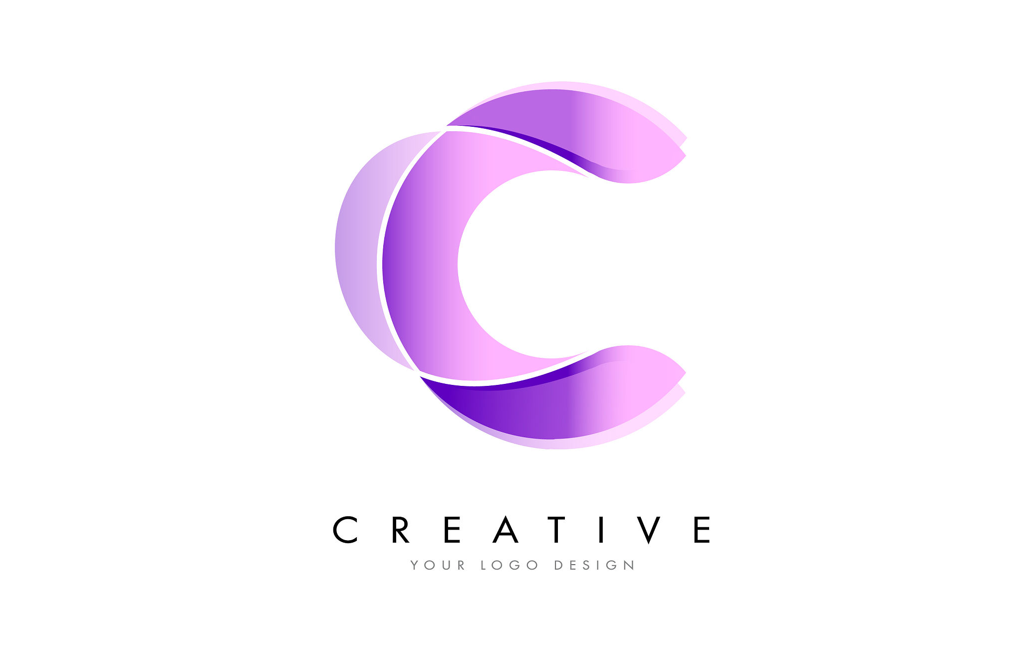 letter c logo design with satin texture and fluid