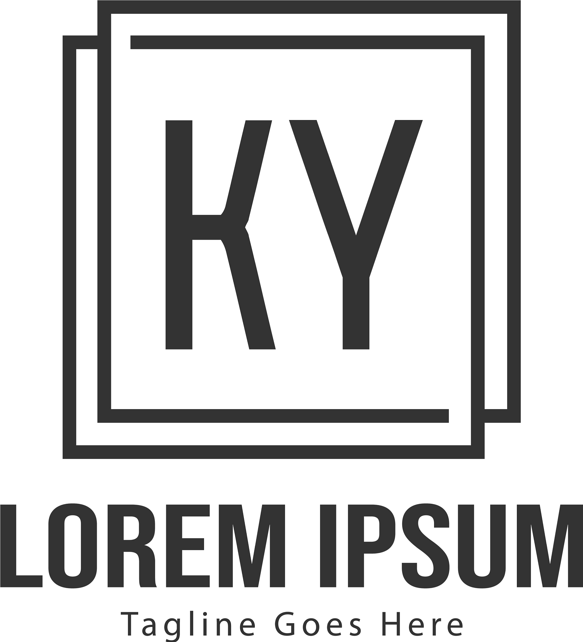 initial ky logo template with modern frame