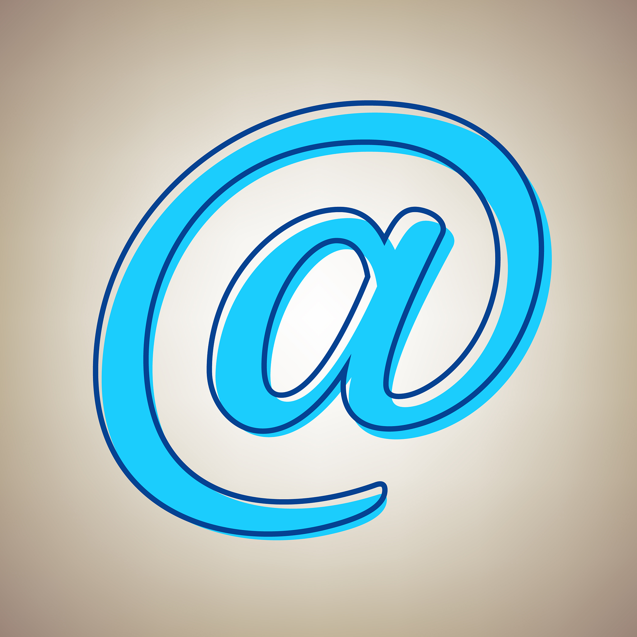 mail sign sky blue icon with