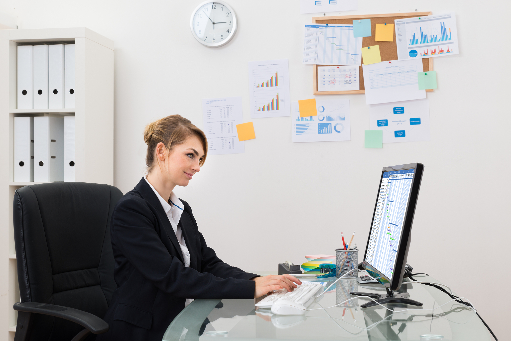 businesswoman with computer in office