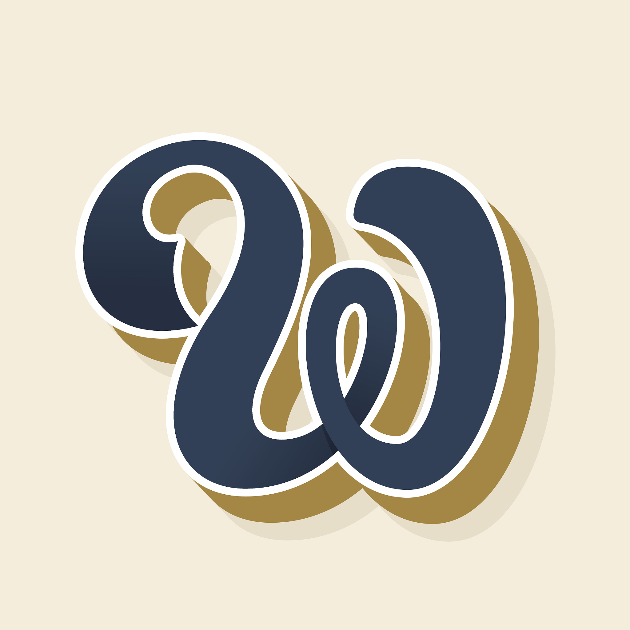 w letter icon in vintage style.