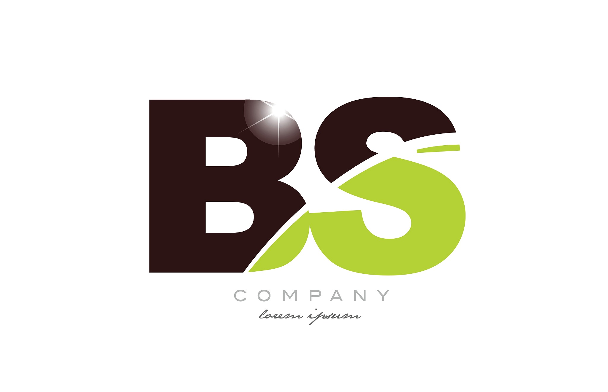 letter bs b s alphabet combination in green and brown color for