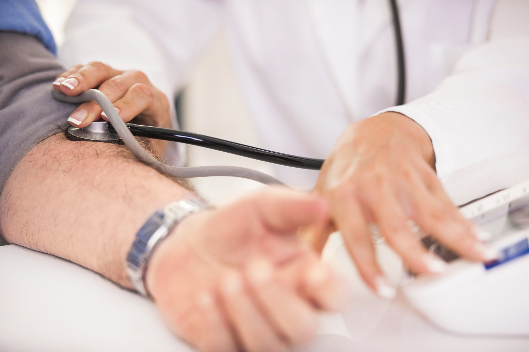 measuring blood pressure.