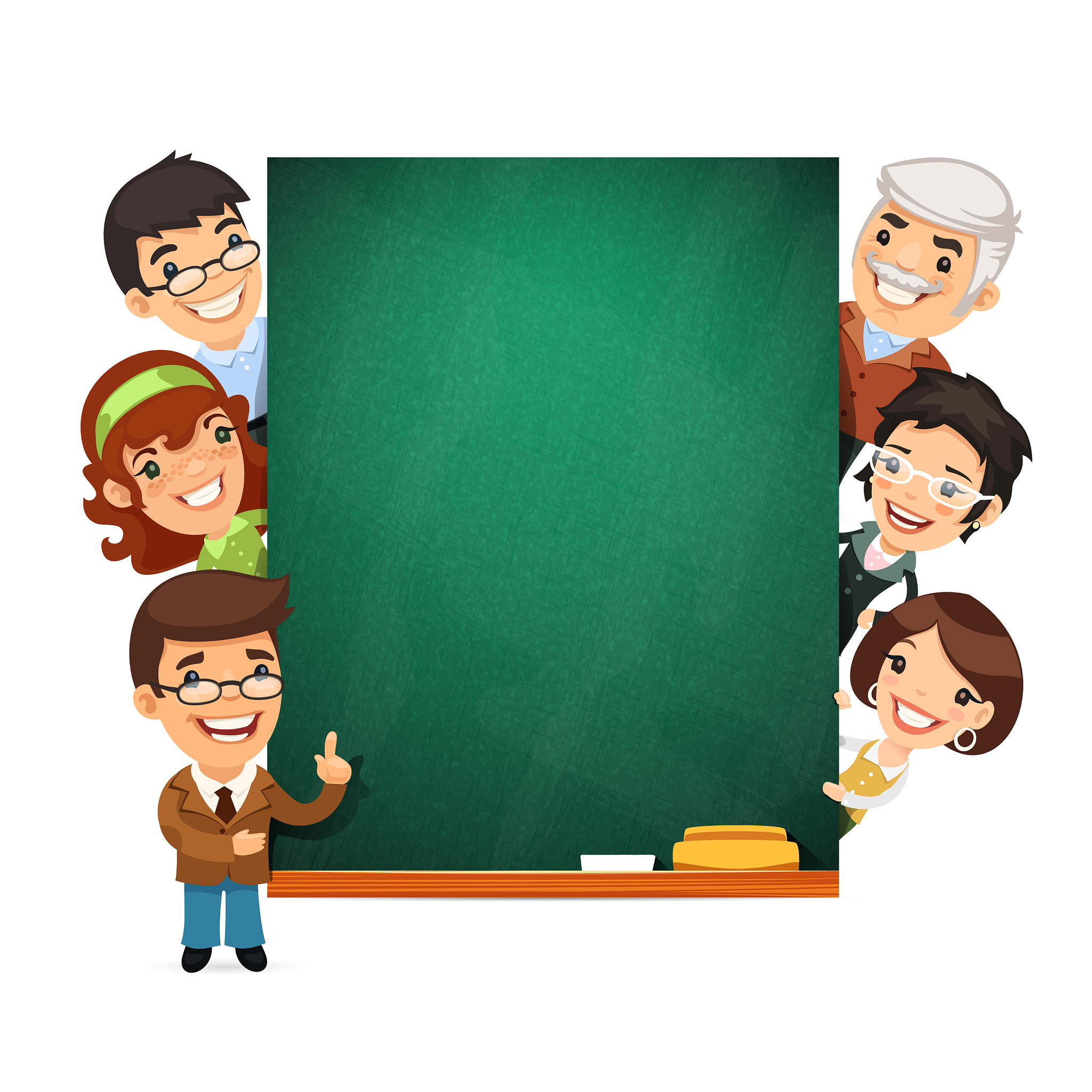 teachers presenting empty chalkboard