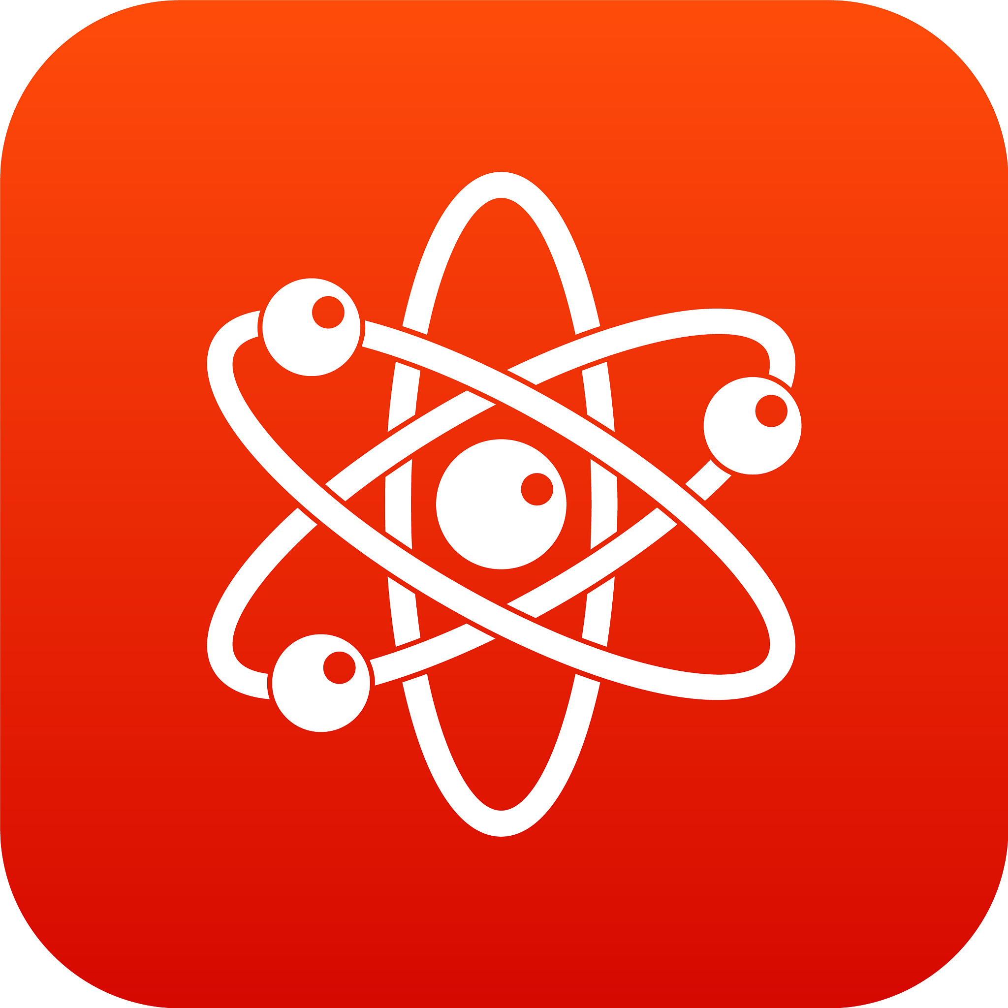 atom with electrons icon digital red