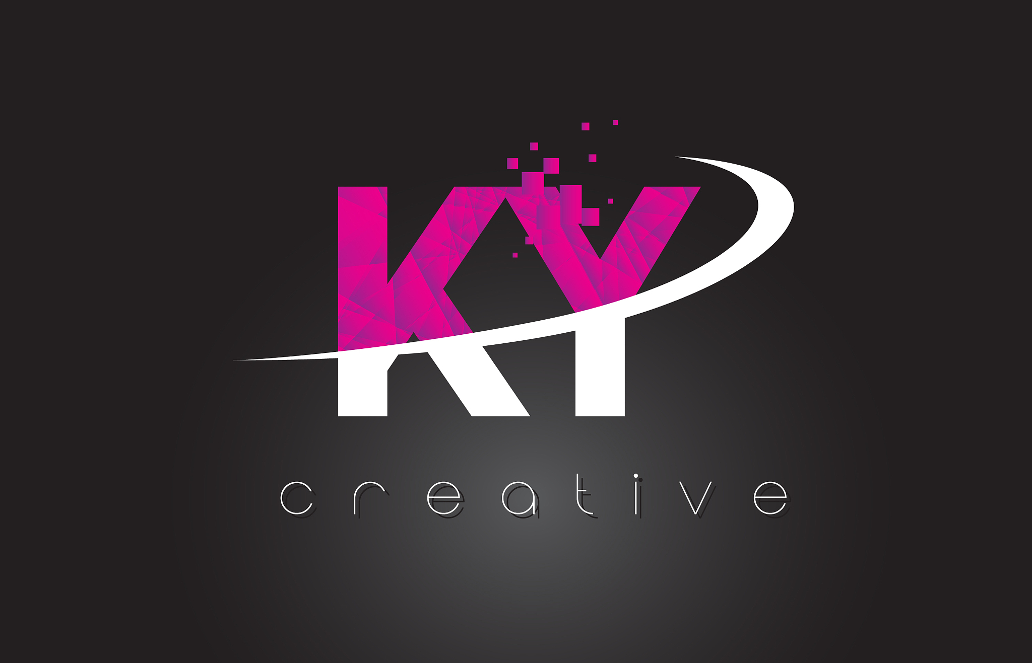 ky k y creative letters design with white pink